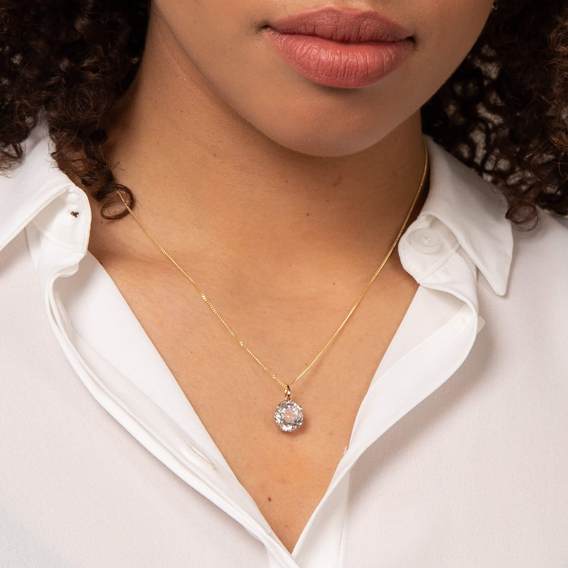 Round White Topaz Pendant