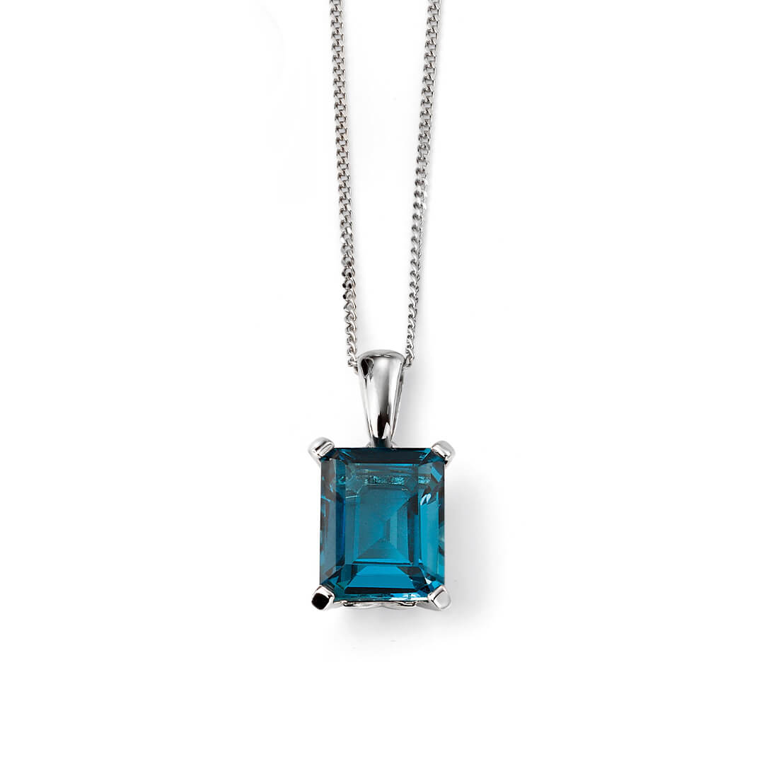 Rectangle London Blue Topaz Pendant