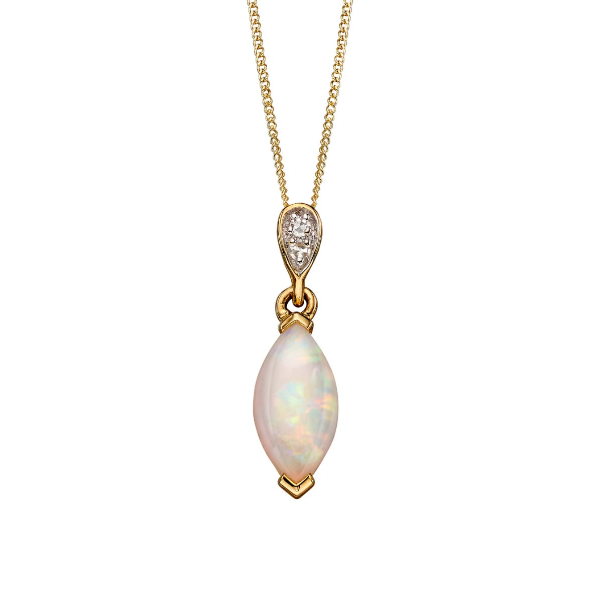 Opal Drop Pendant with Diamond Bale