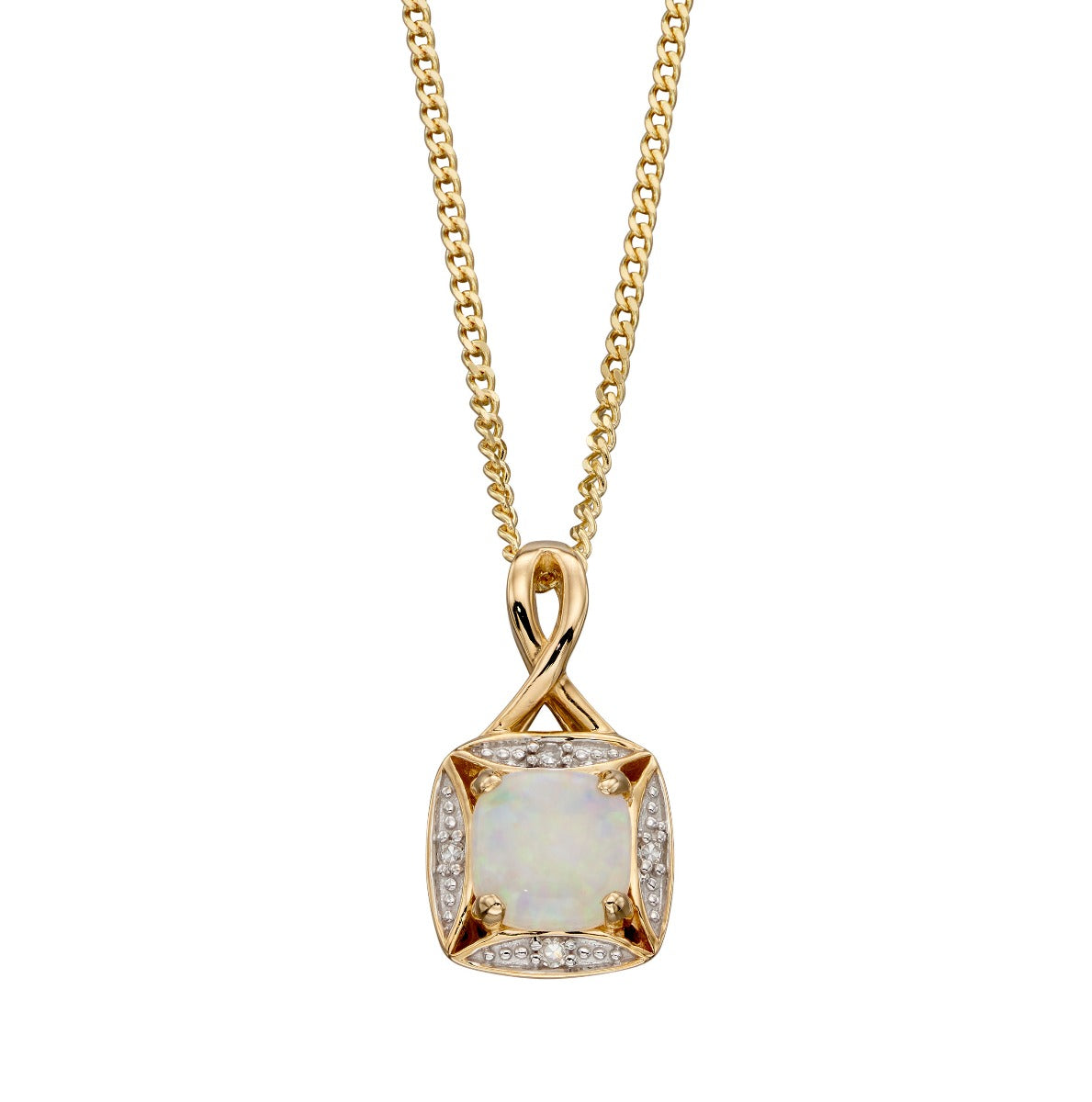 Semi-Precious Twist Pendant with Diamond Surround