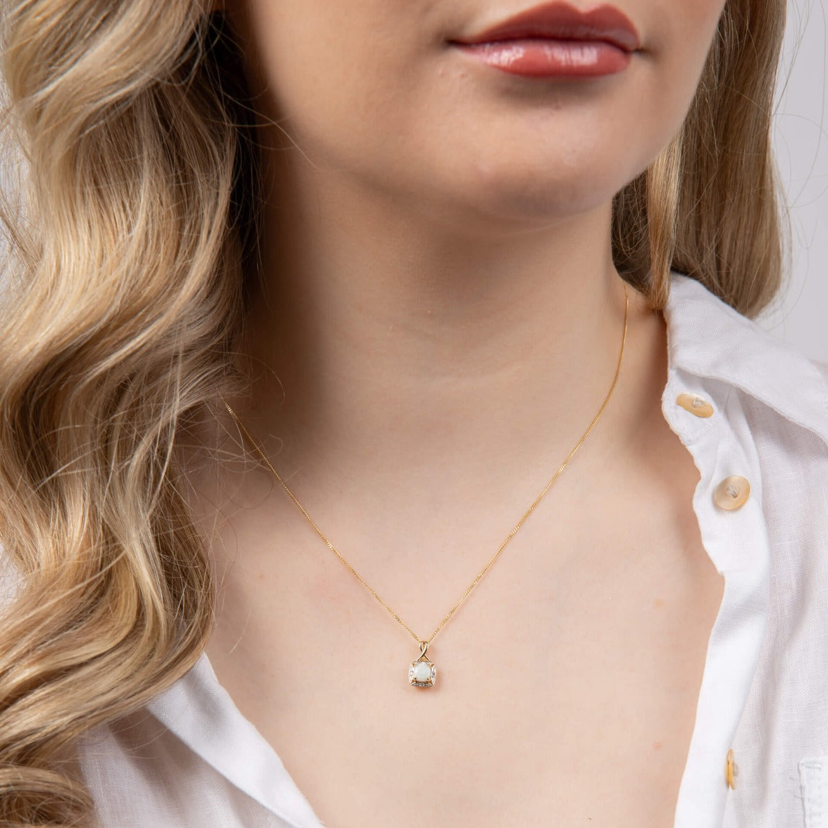 Semi-Precious Twist Pendant with Diamond Surround