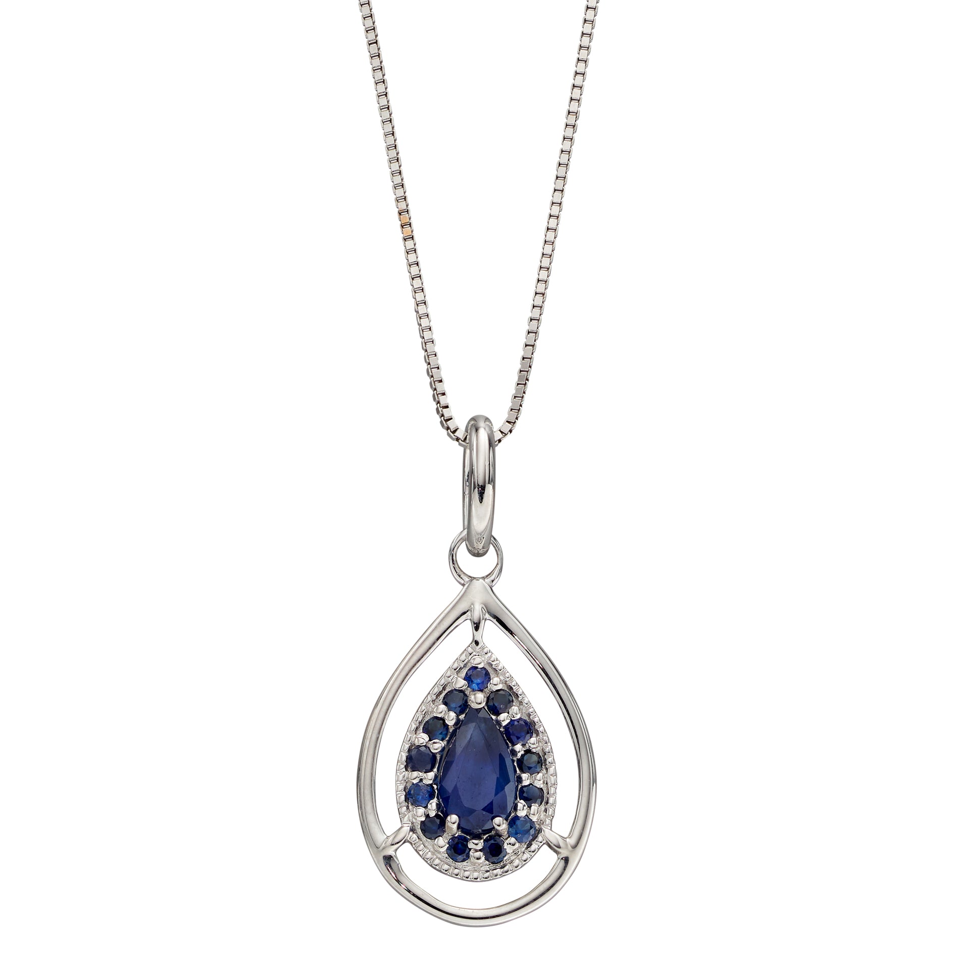 Cut Out Teardrop Pendant with Precious Stone