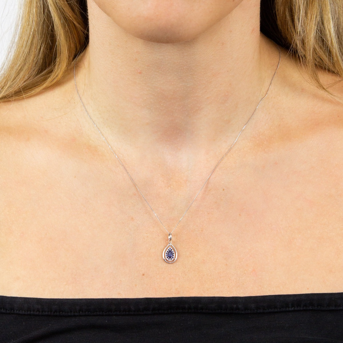 Cut Out Teardrop Pendant with Precious Stone