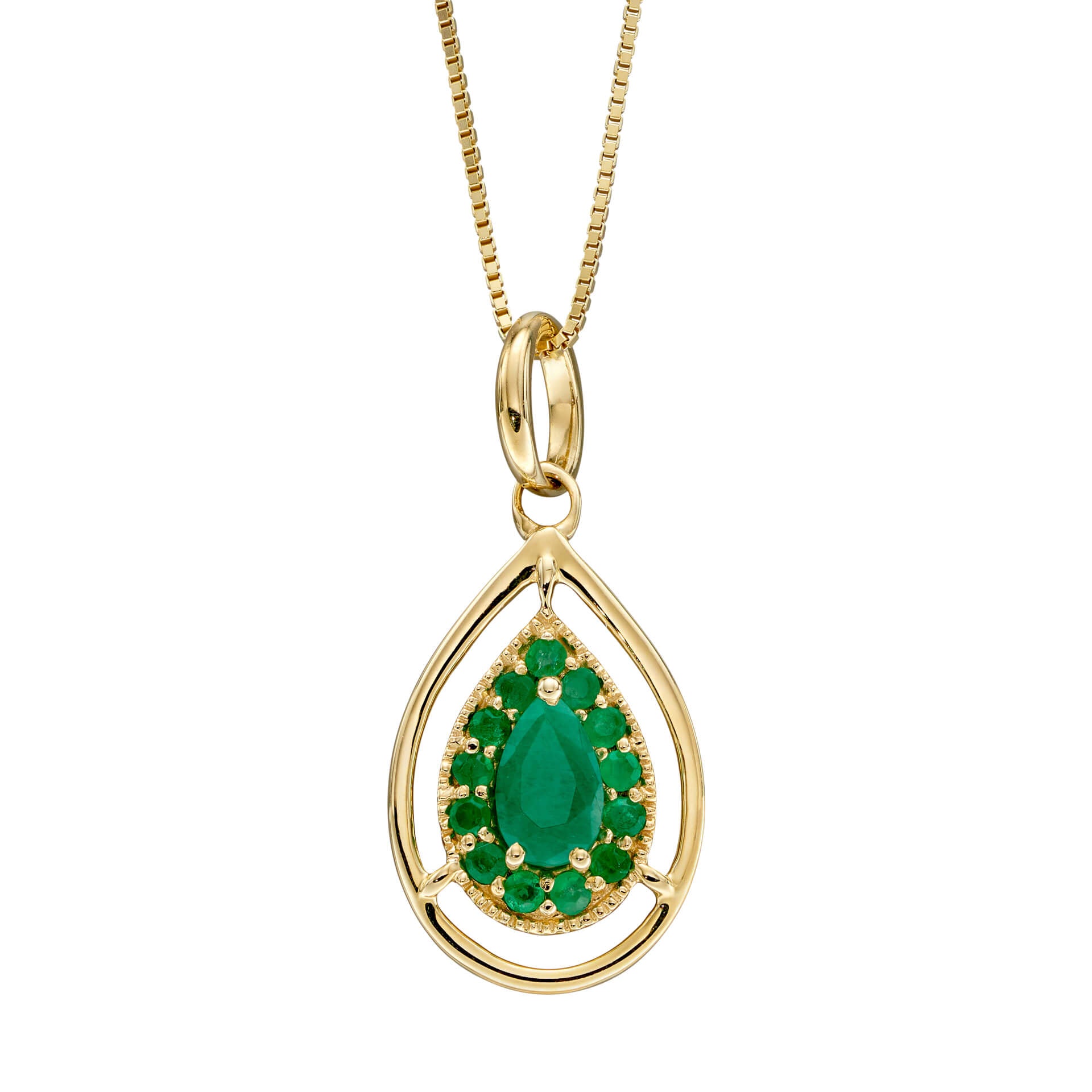 Cut Out Teardrop Pendant with Precious Stone