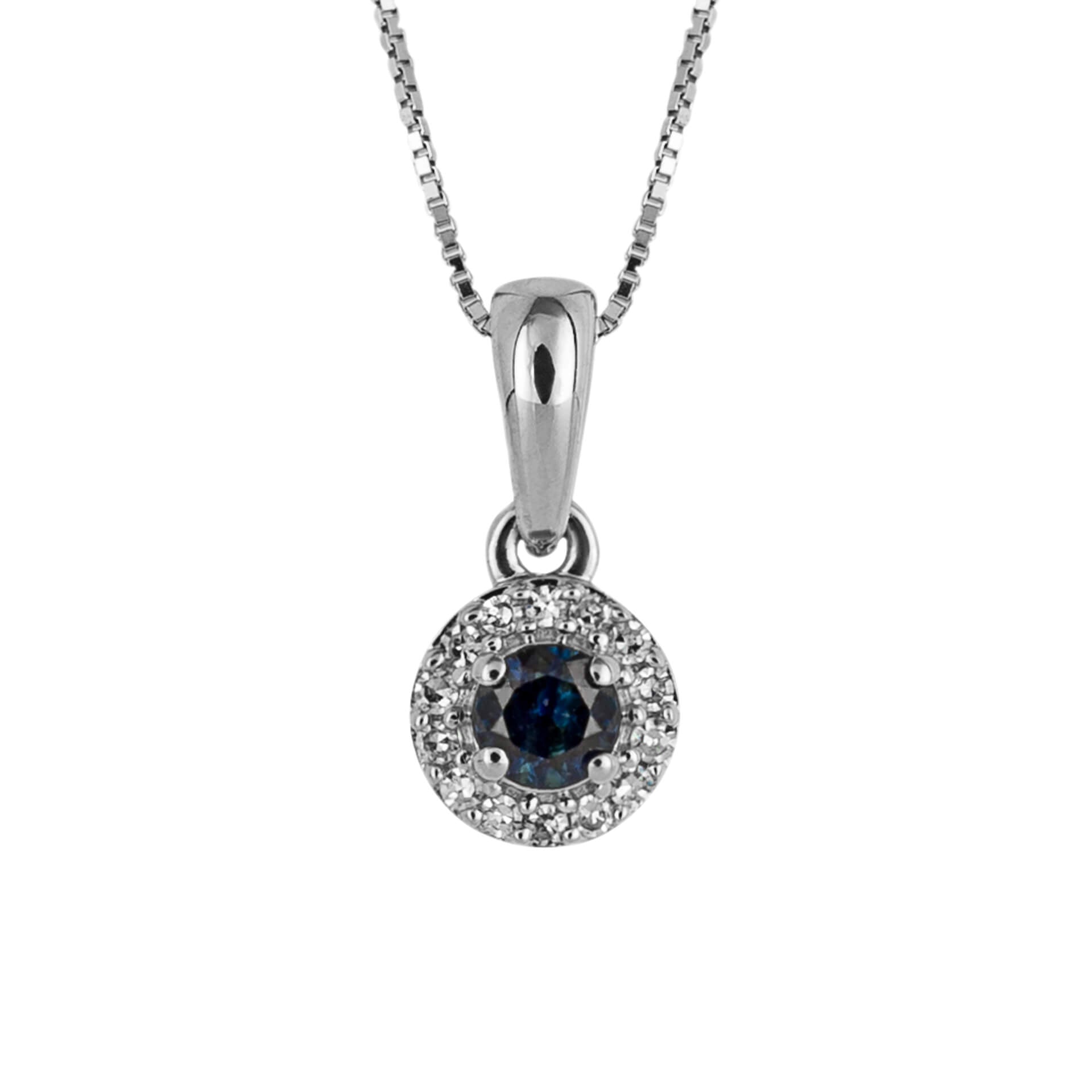 Round Precious Stone Pendant with Diamond Surround