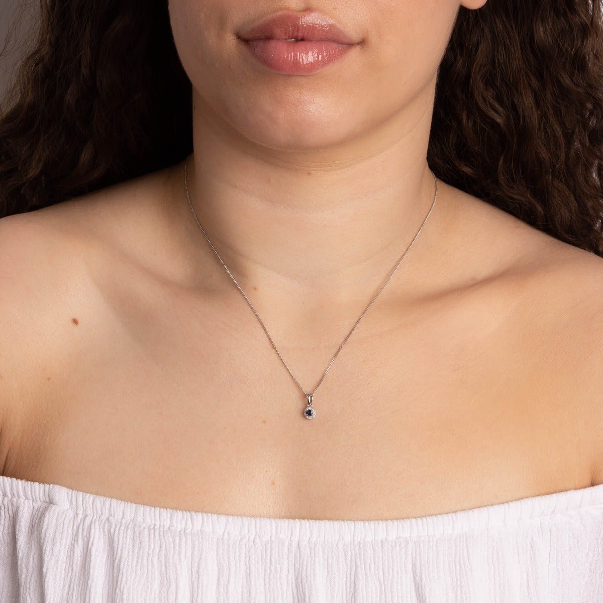 Round Precious Stone Pendant with Diamond Surround
