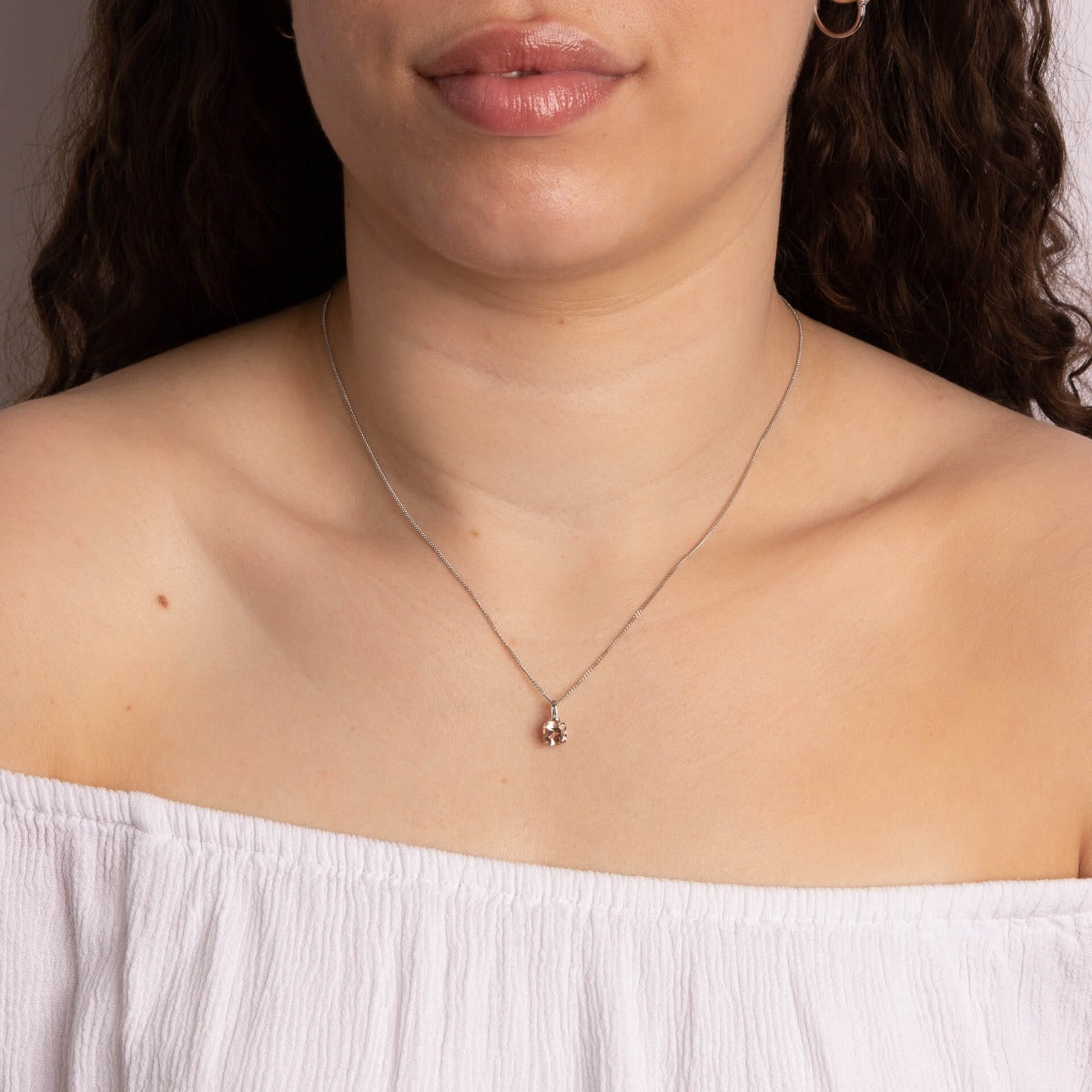 Asscher Cut Morganite Pendant with Diamond Bale