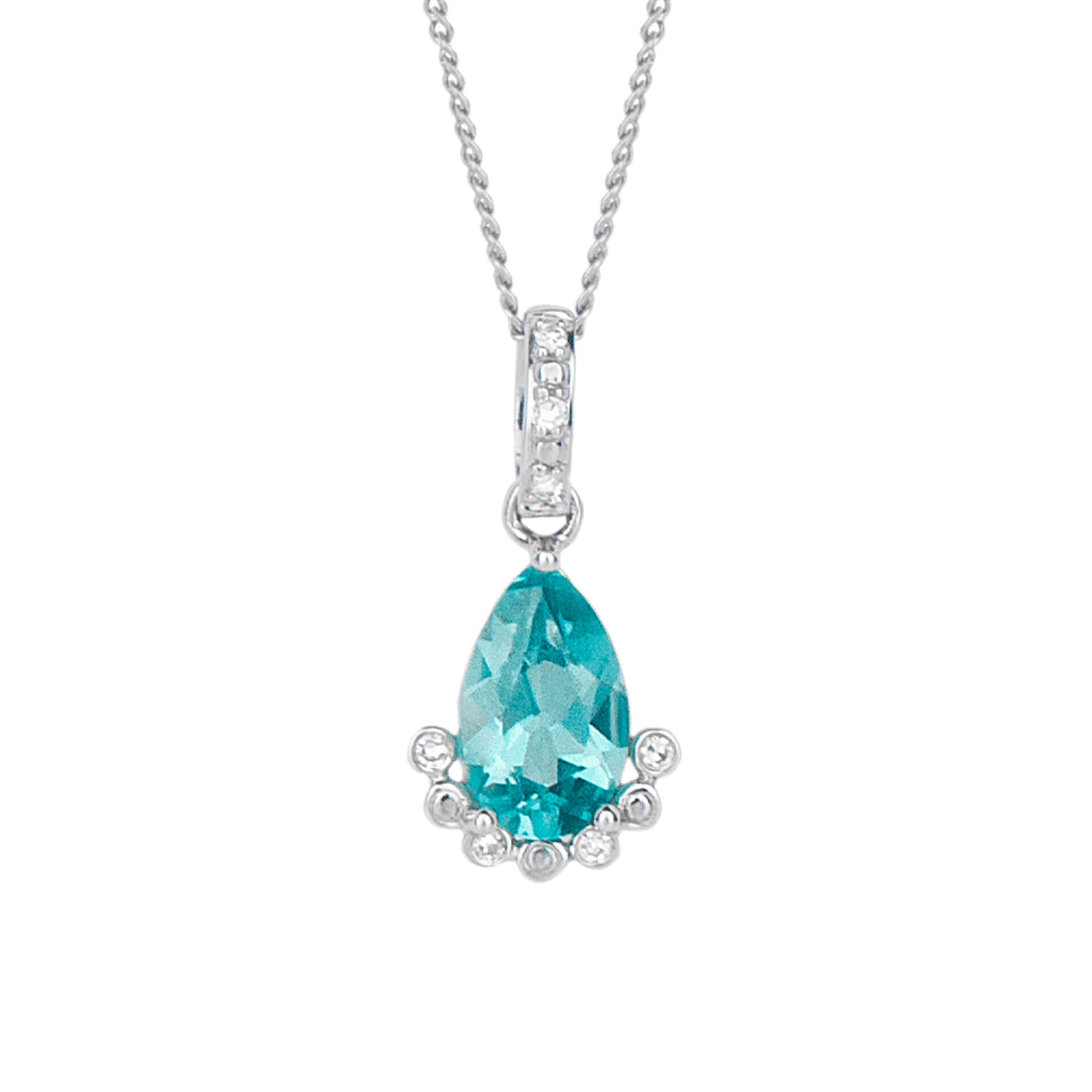 Teardrop Apatite Pendant with Diamond