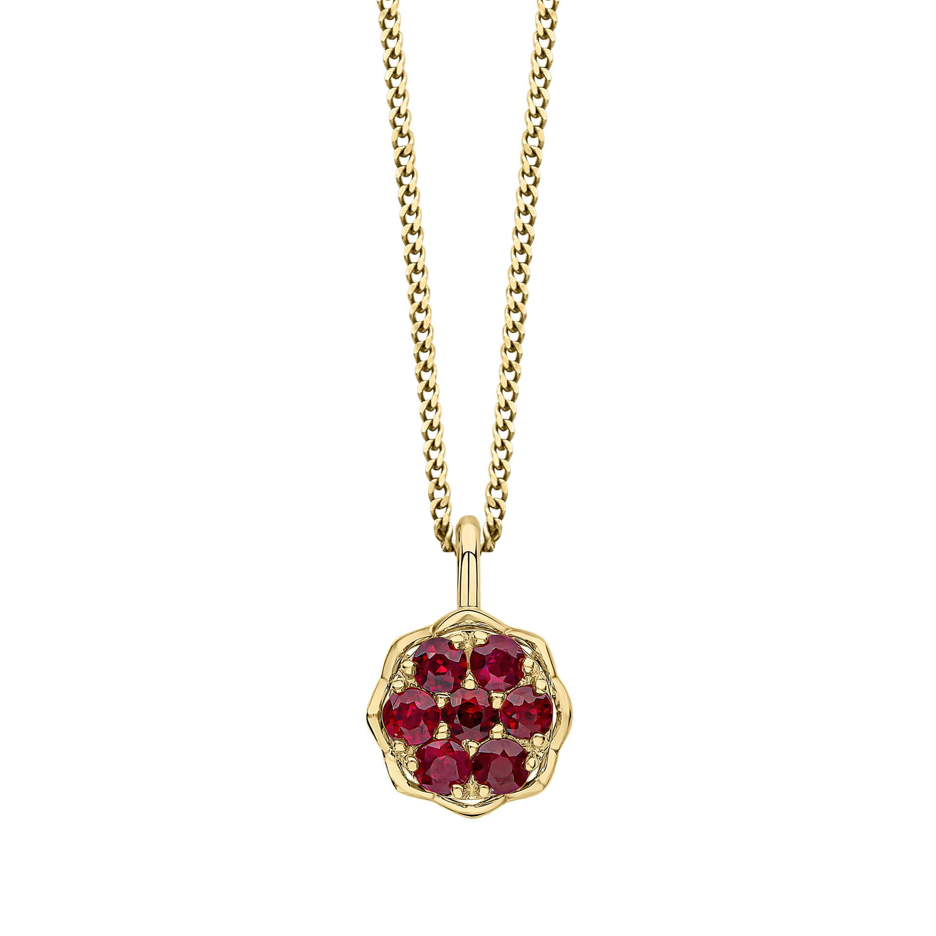 Seven Stone Ruby Cluster Pendant