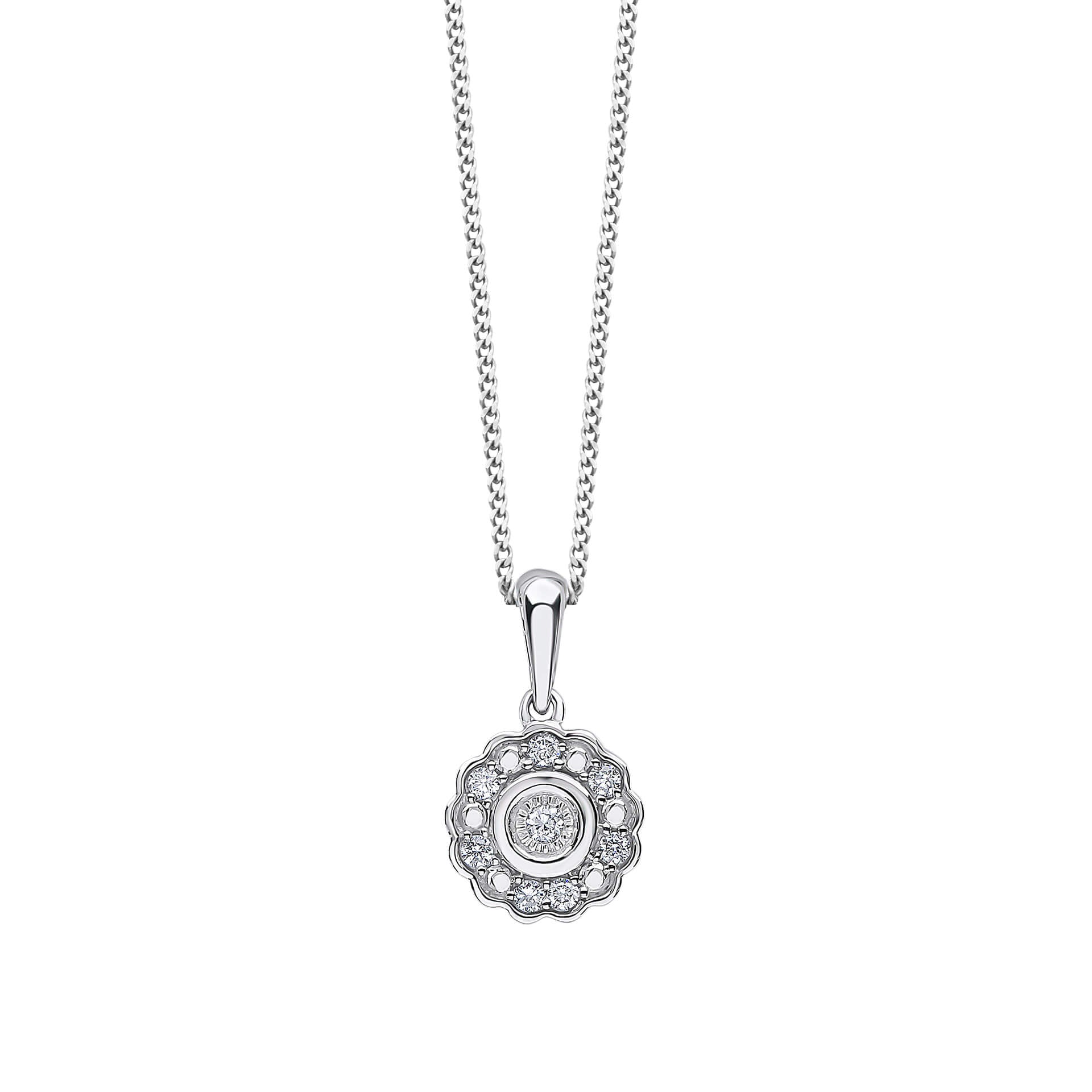 Bezel Set Diamond Cluster Pendant