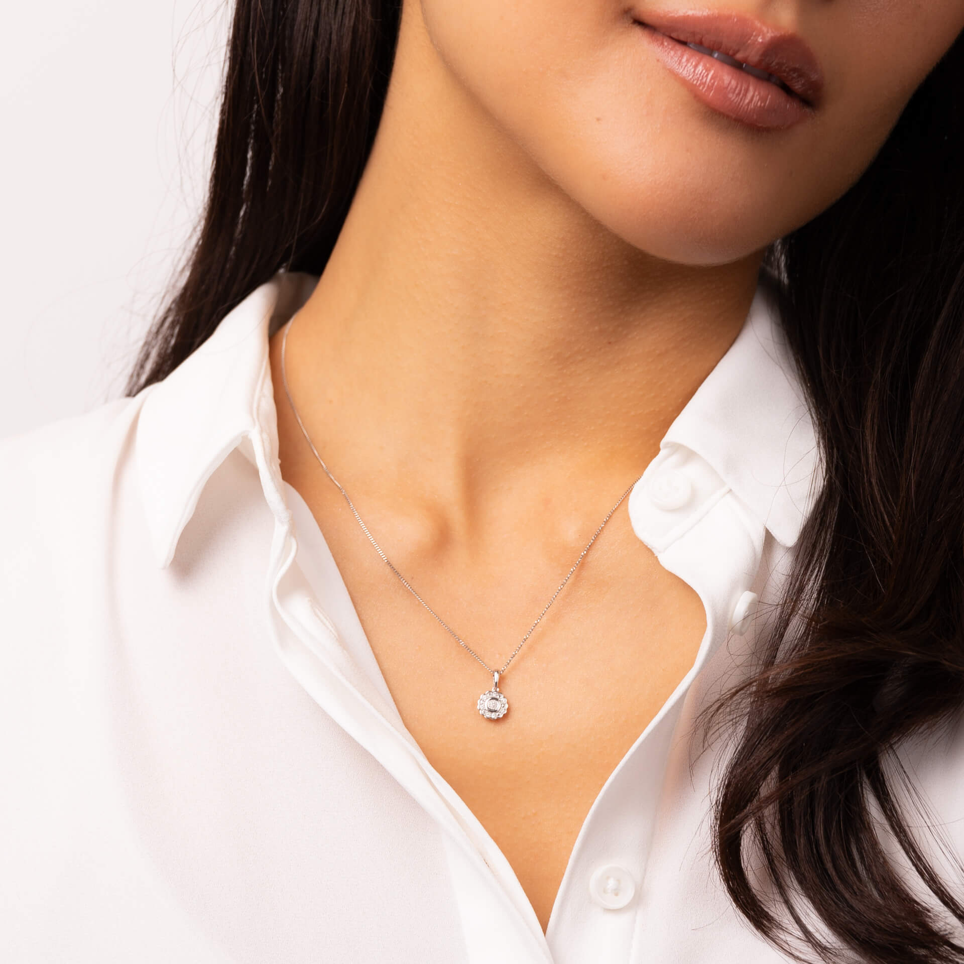 Bezel Set Diamond Cluster Pendant