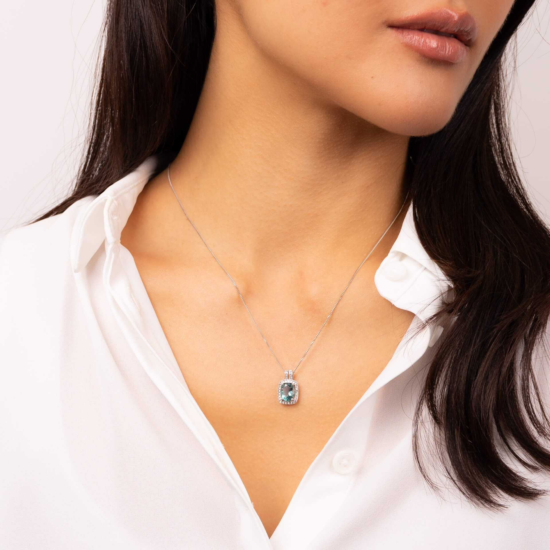 Blue Fluorite and White Topaz Pendant