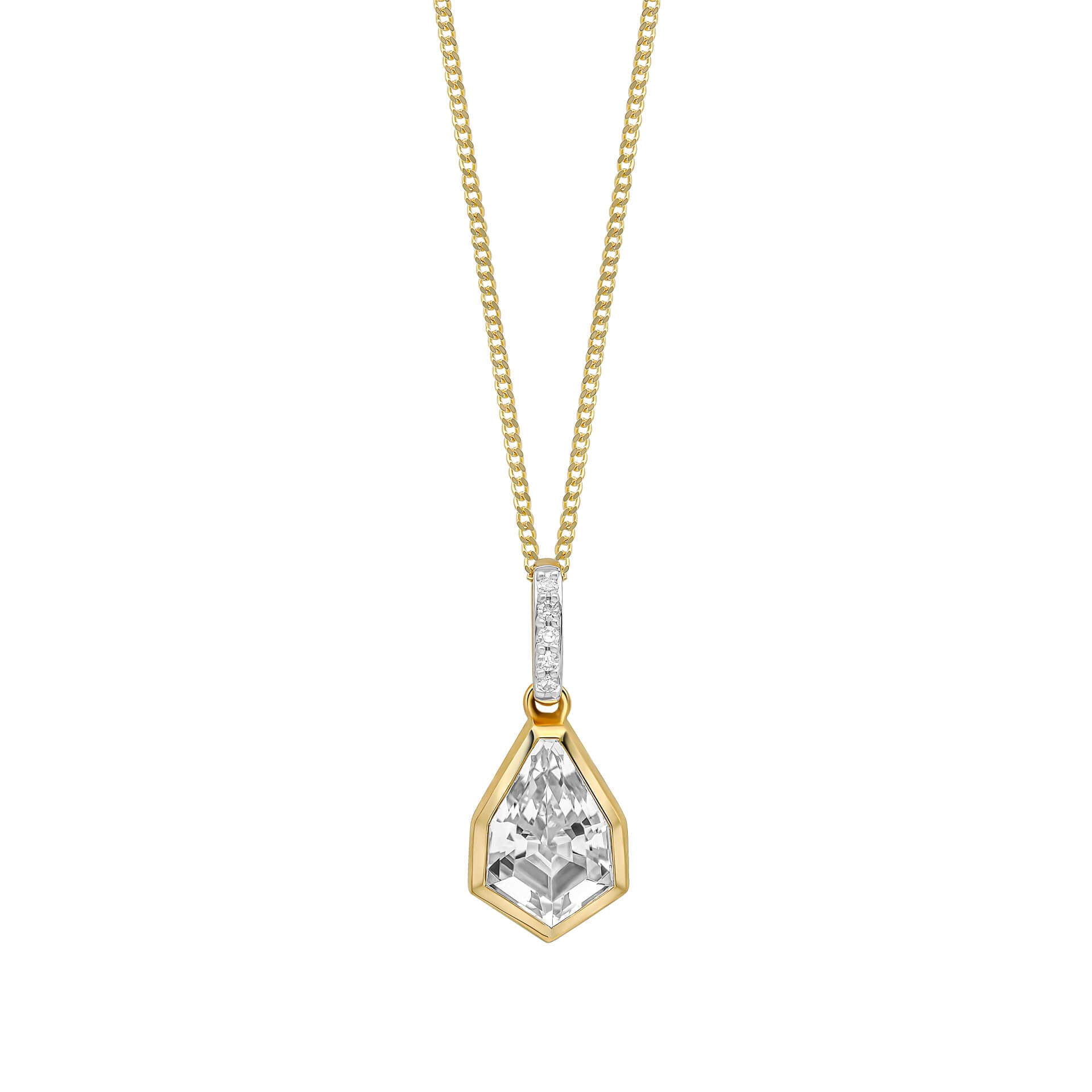Shield Cut Topaz Pendant