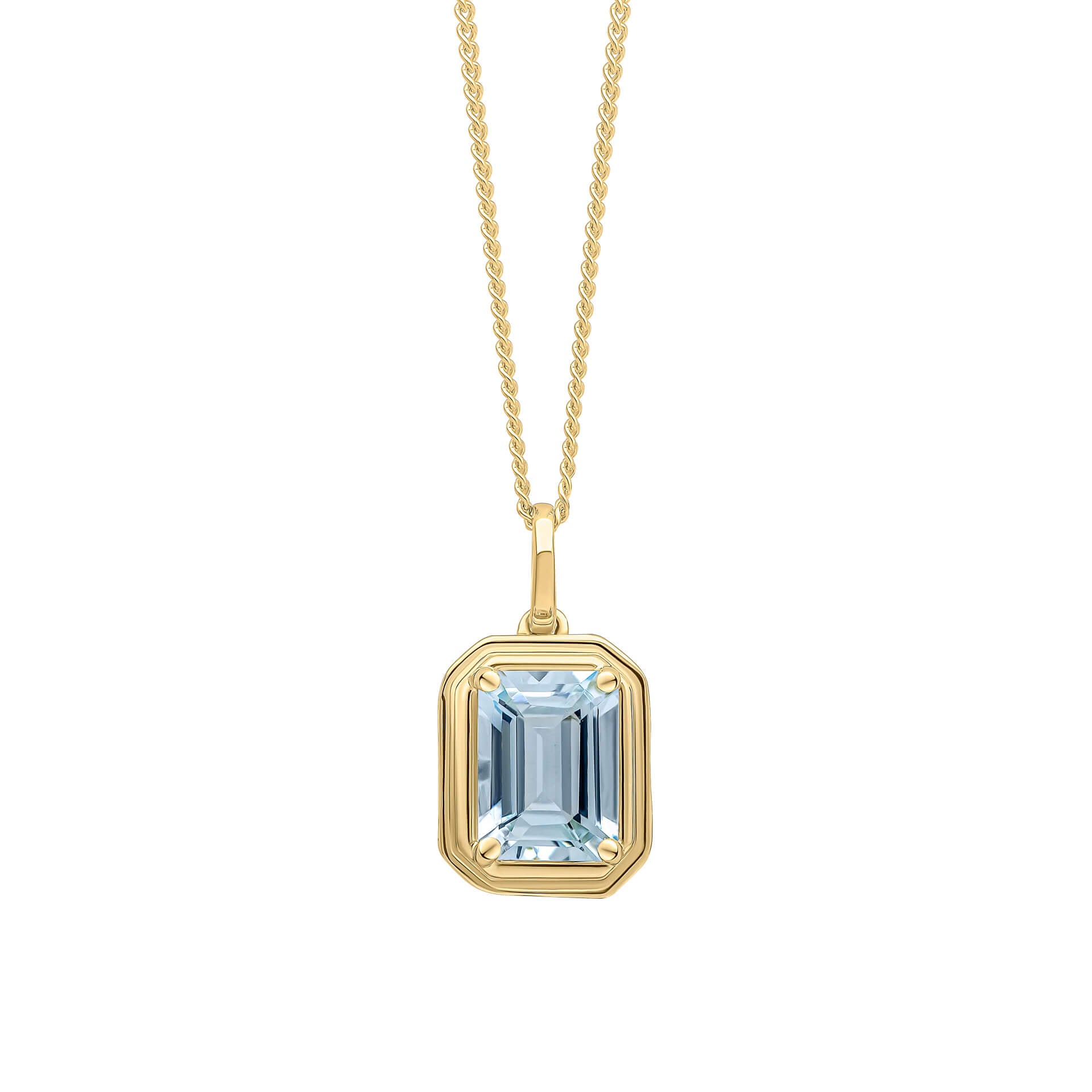 Elongated Octagon Aquamarine Pendant