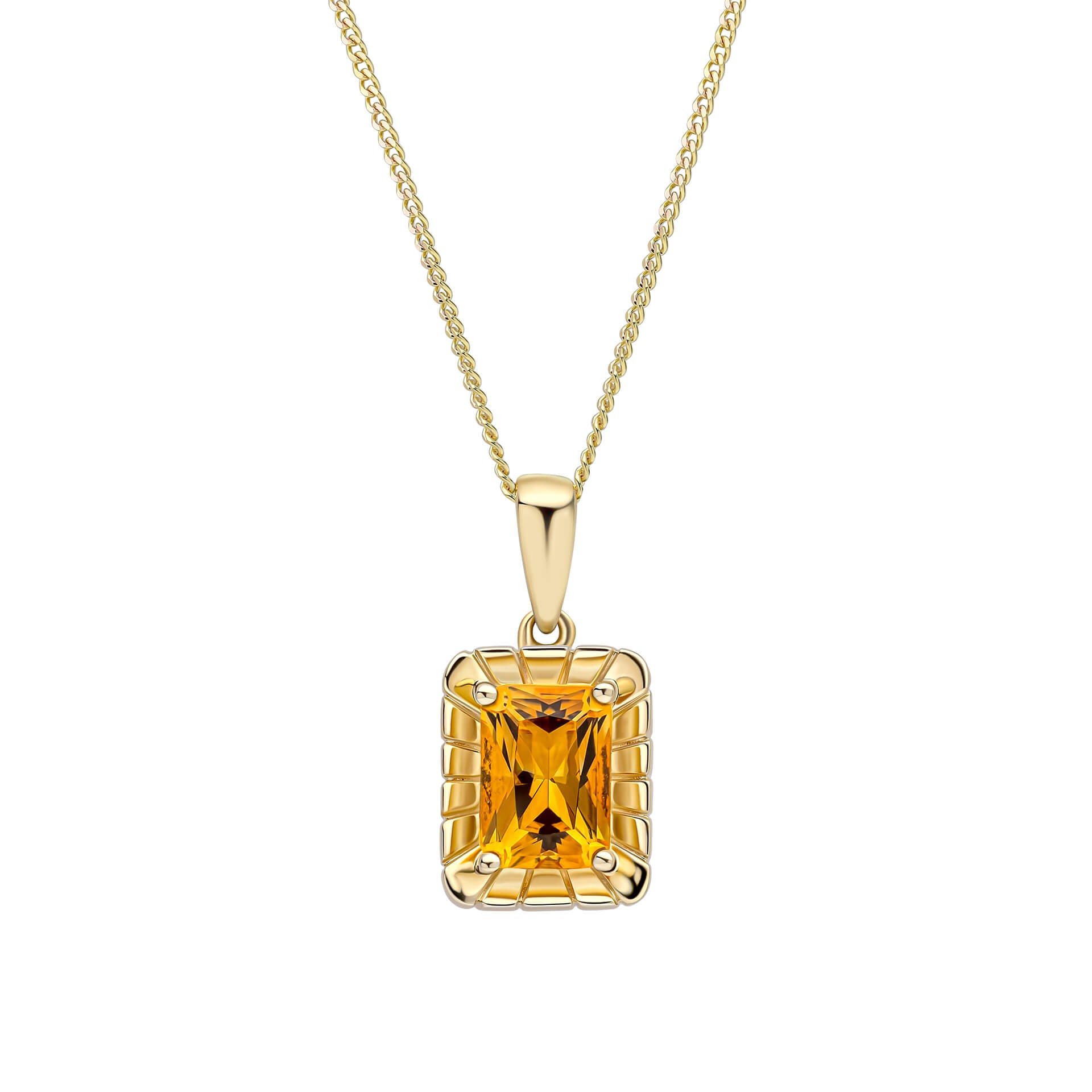Detailed Octagon Citrine Pendant