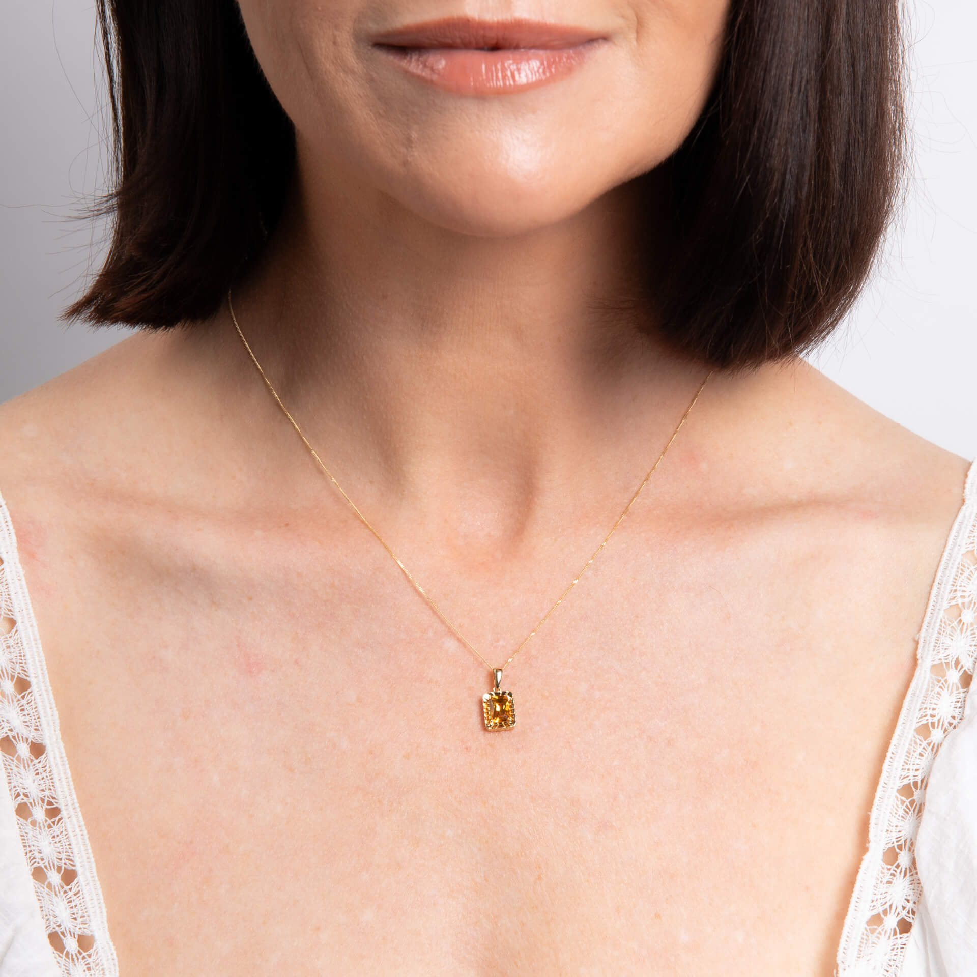 Detailed Octagon Citrine Pendant