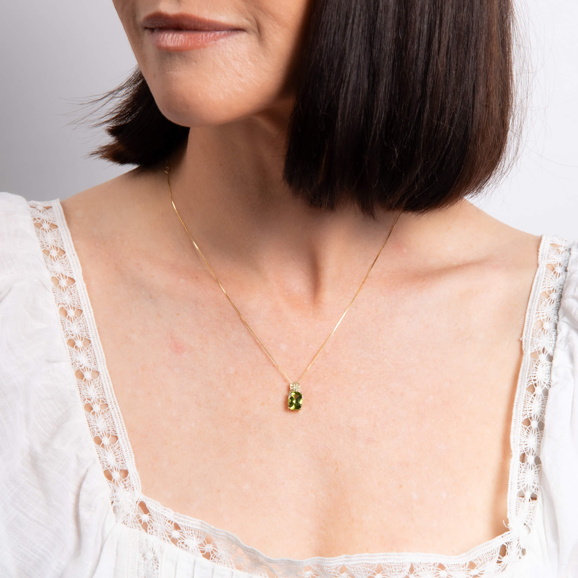 Cushion Cut and Cluster Peridot Pendant
