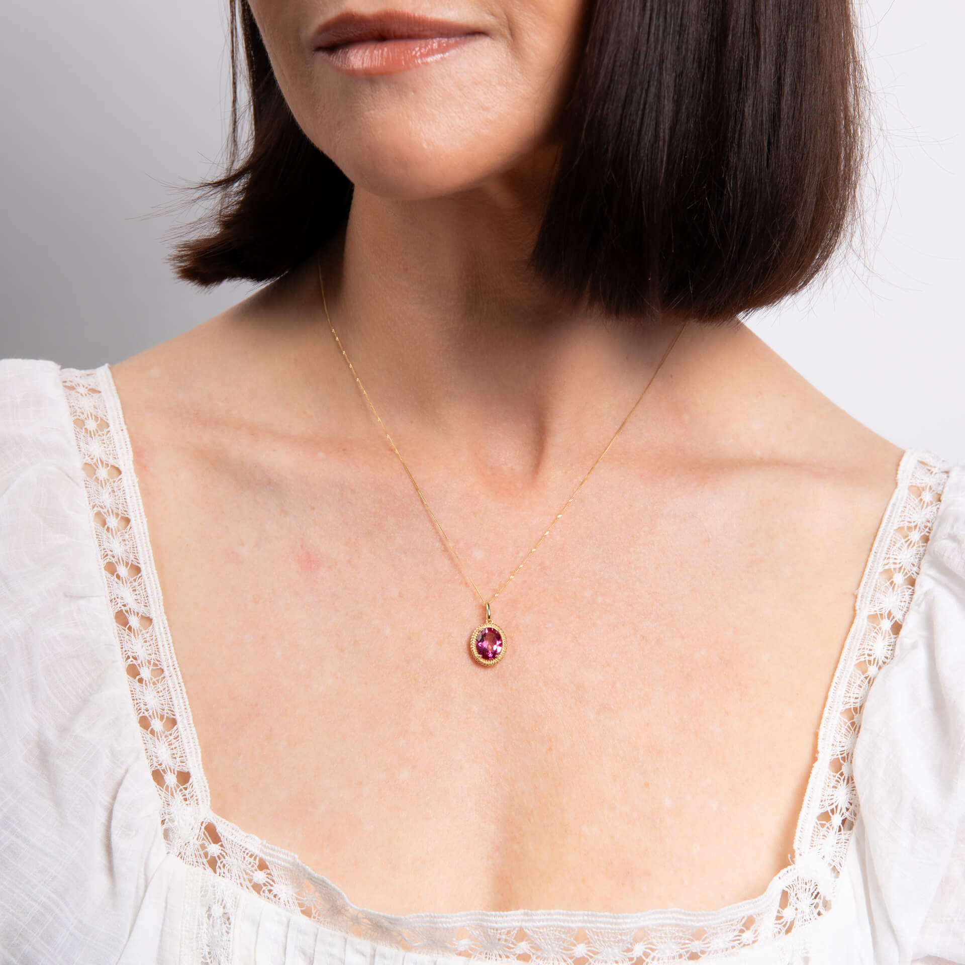 Oval Cut Pink Topaz Pendant