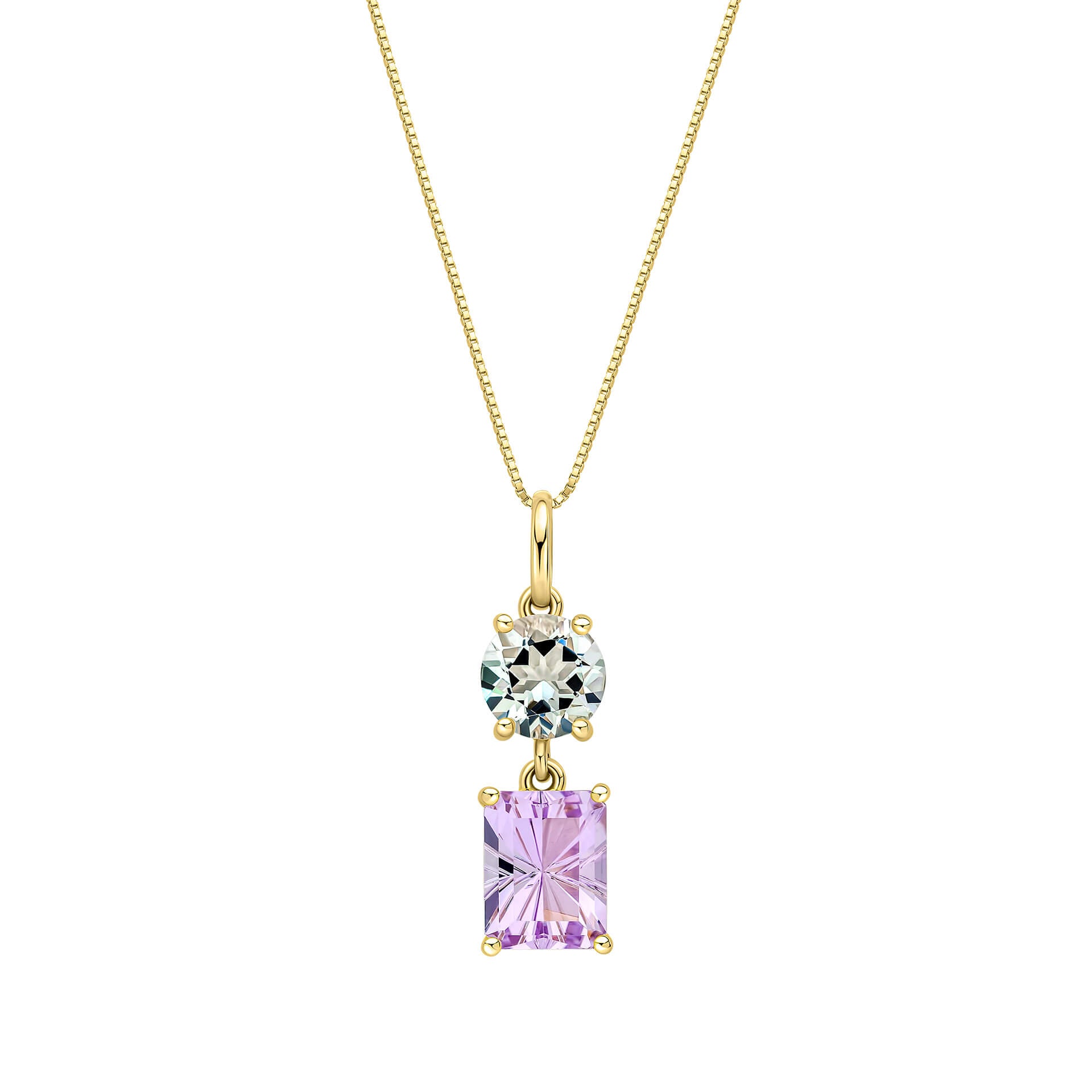 Toi et Moi Quartz and Amethyst Pendant
