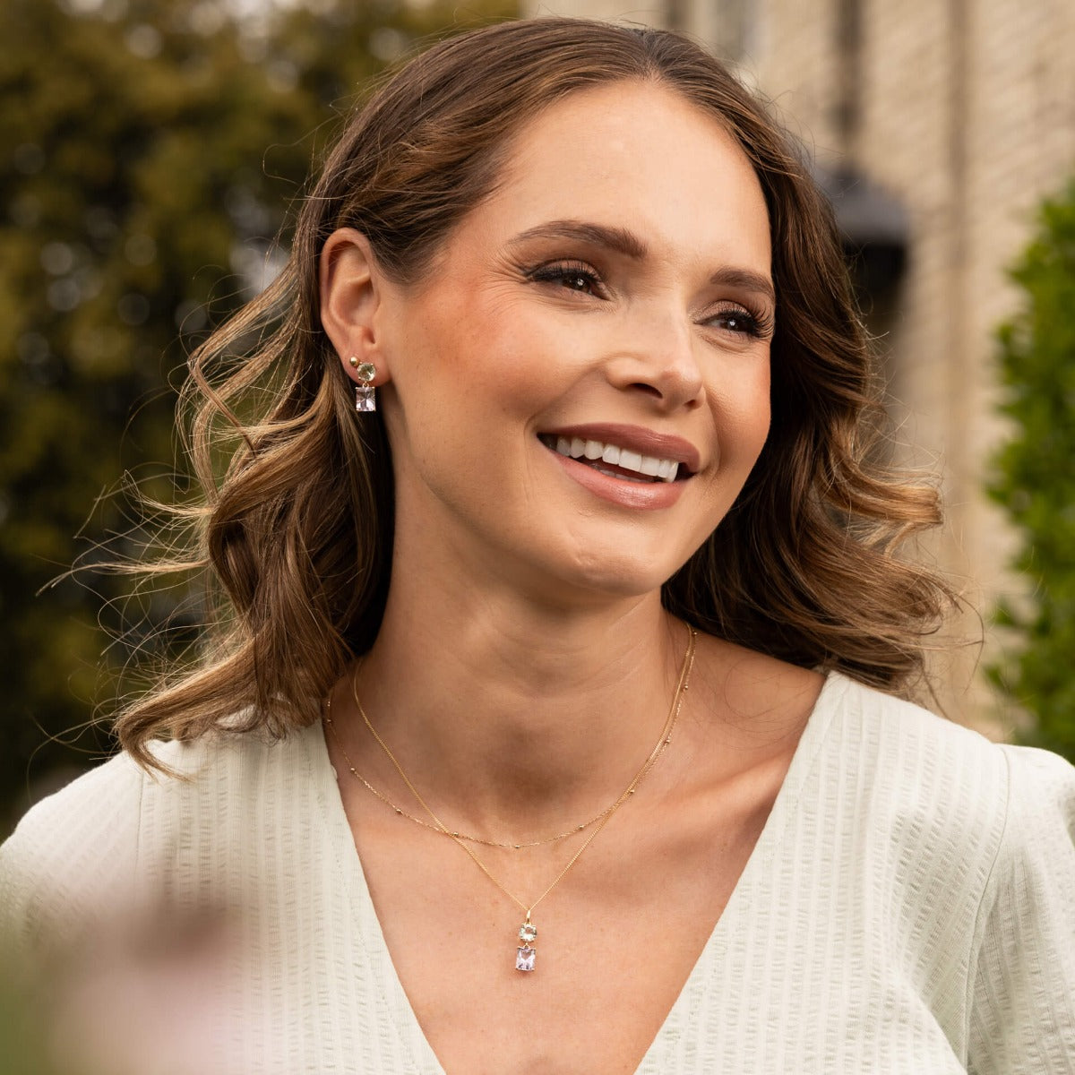 Toi et Moi Quartz and Amethyst Drop Earrings