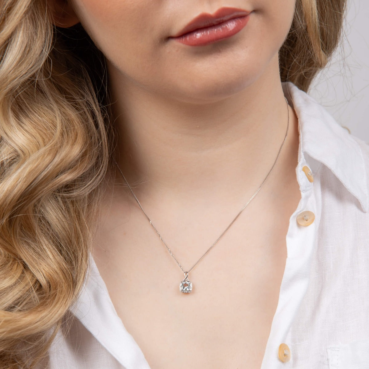 Semi-Precious Twist Pendant with Diamond Surround
