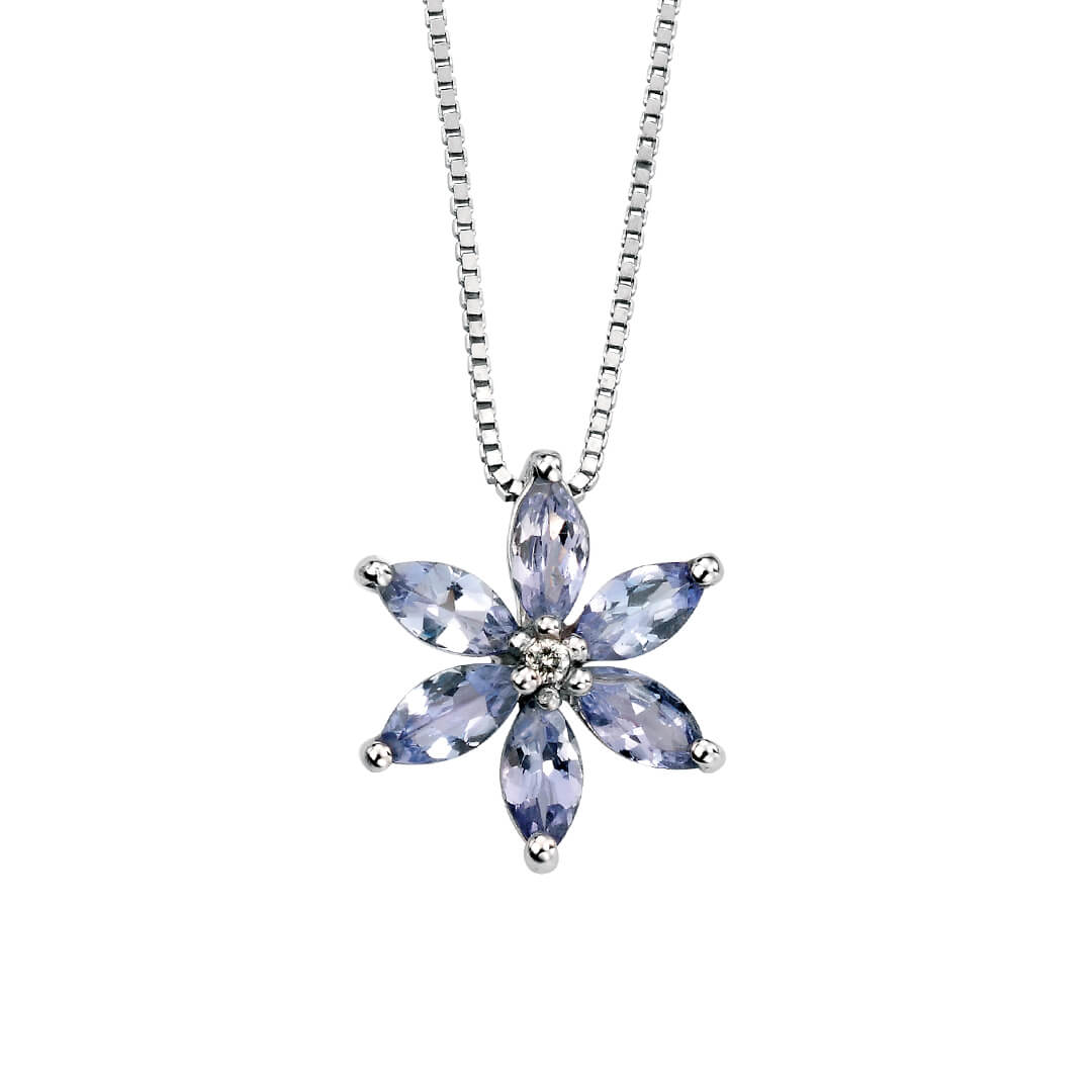 Tanzanite Flower Pendant with Diamond