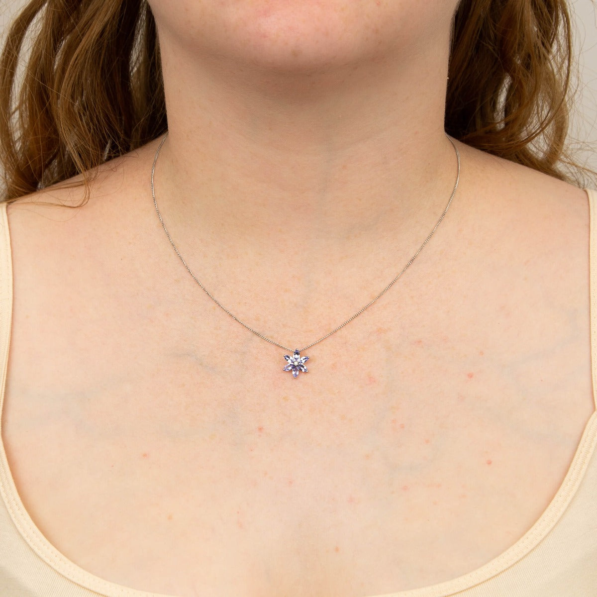 Tanzanite Flower Pendant with Diamond