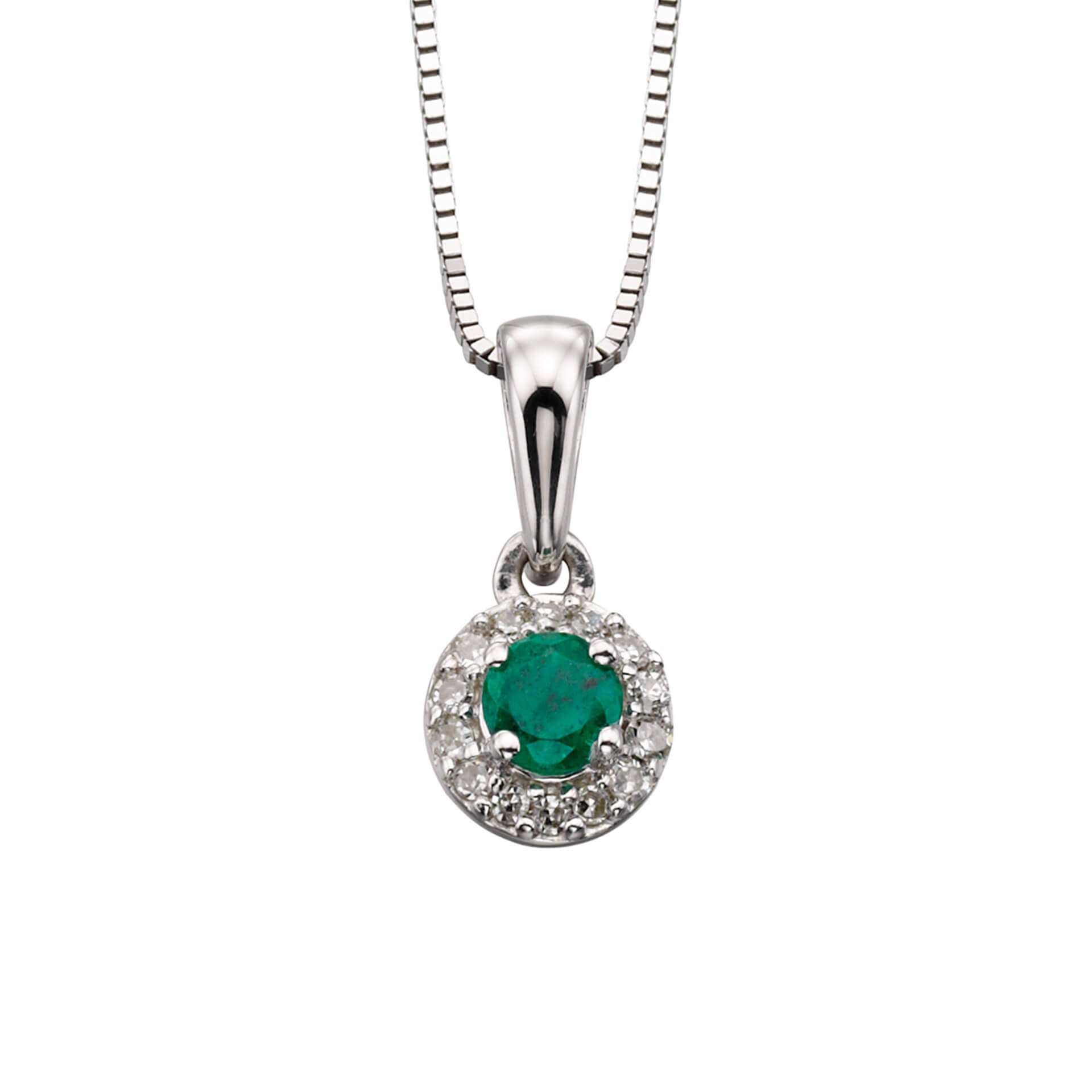 Round Precious Stone Pendant with Diamond Surround