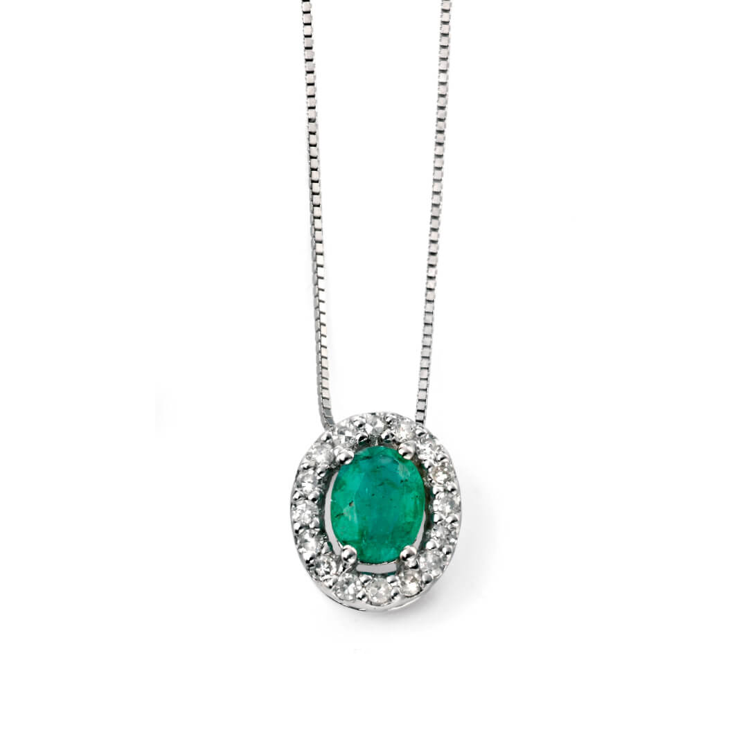 Precious Stone Pendant with Diamond Cluster Surround
