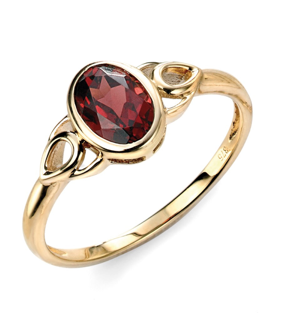 Celtic Style Ring with Garnet