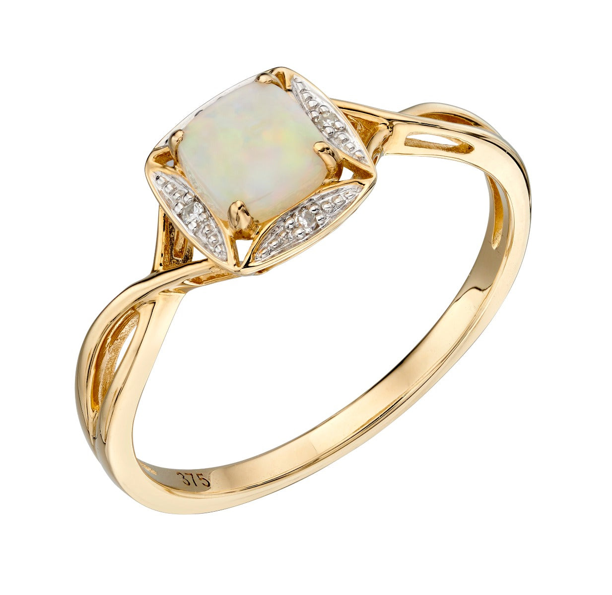 Semi-Precious Shoulder Twist Ring with Diamond Surround
