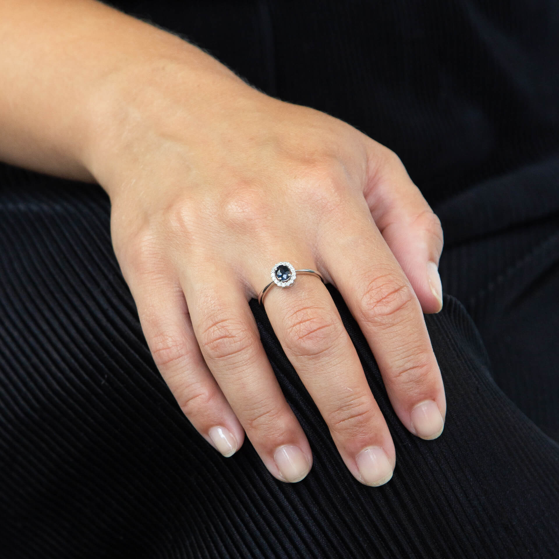 Precious Stone Ring with Diamond Cluster Surround