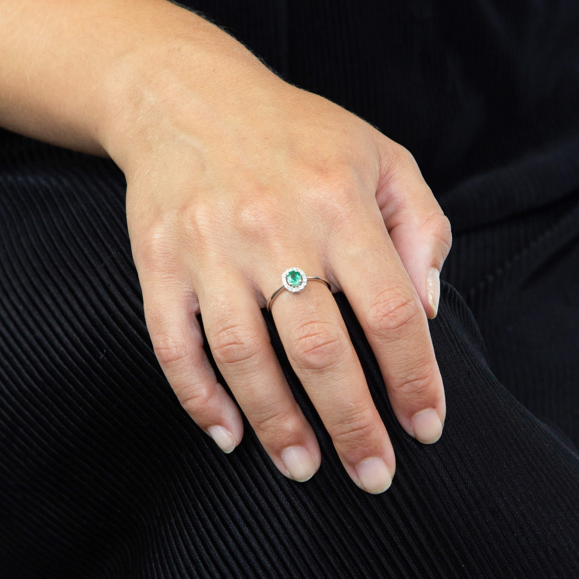 Precious Stone Ring with Diamond Cluster Surround