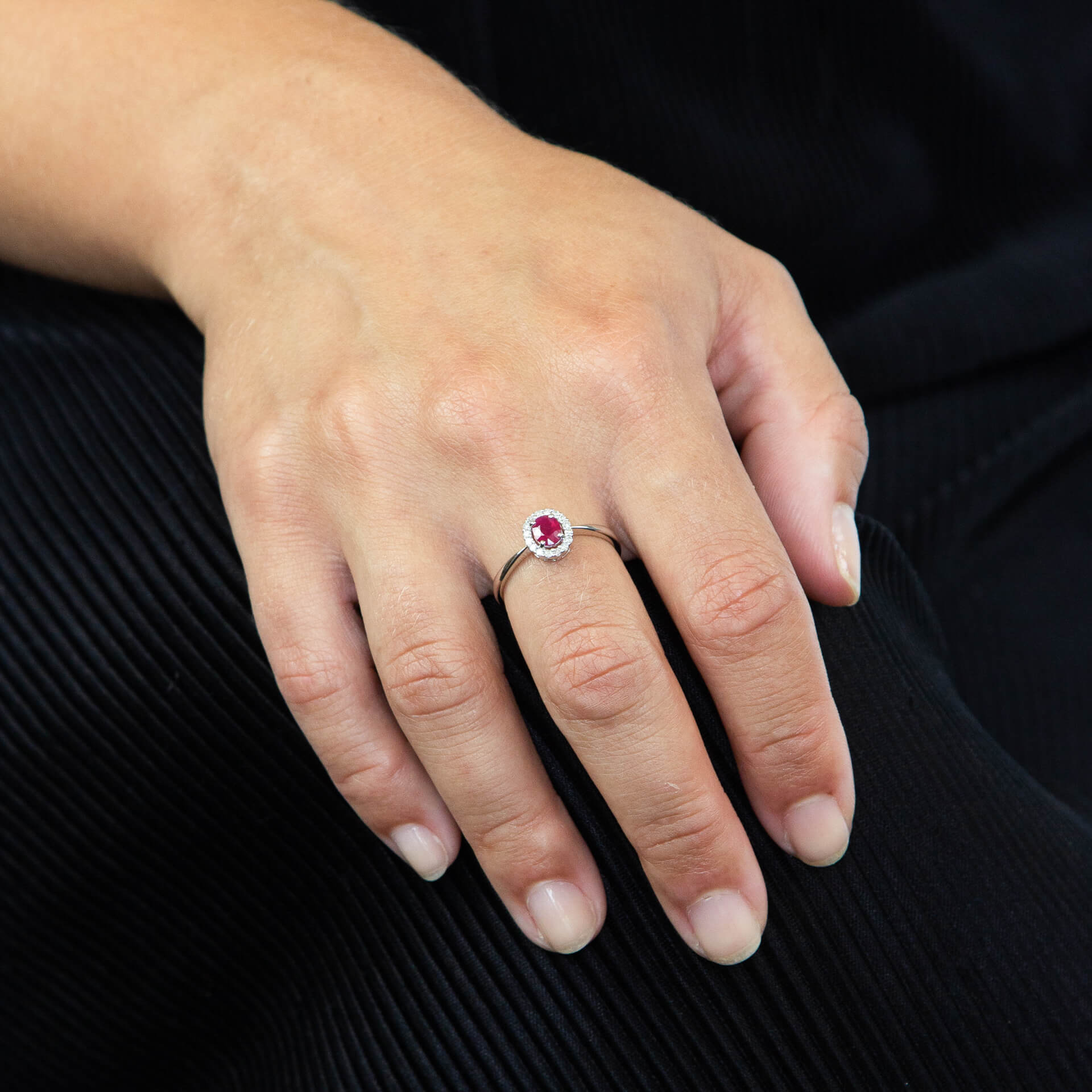 Precious Stone Ring with Diamond Cluster Surround