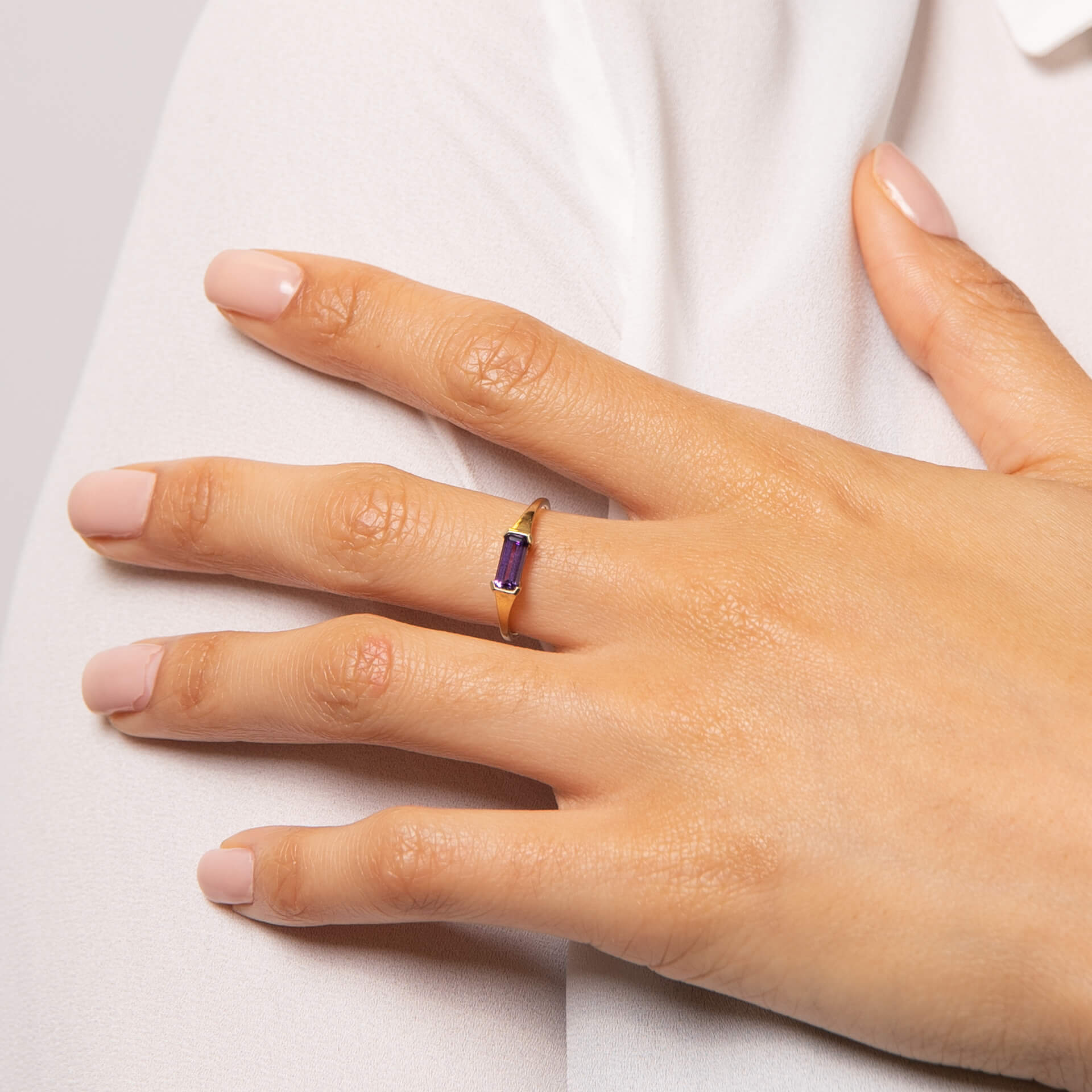 Elongated Semi-Precious Ring