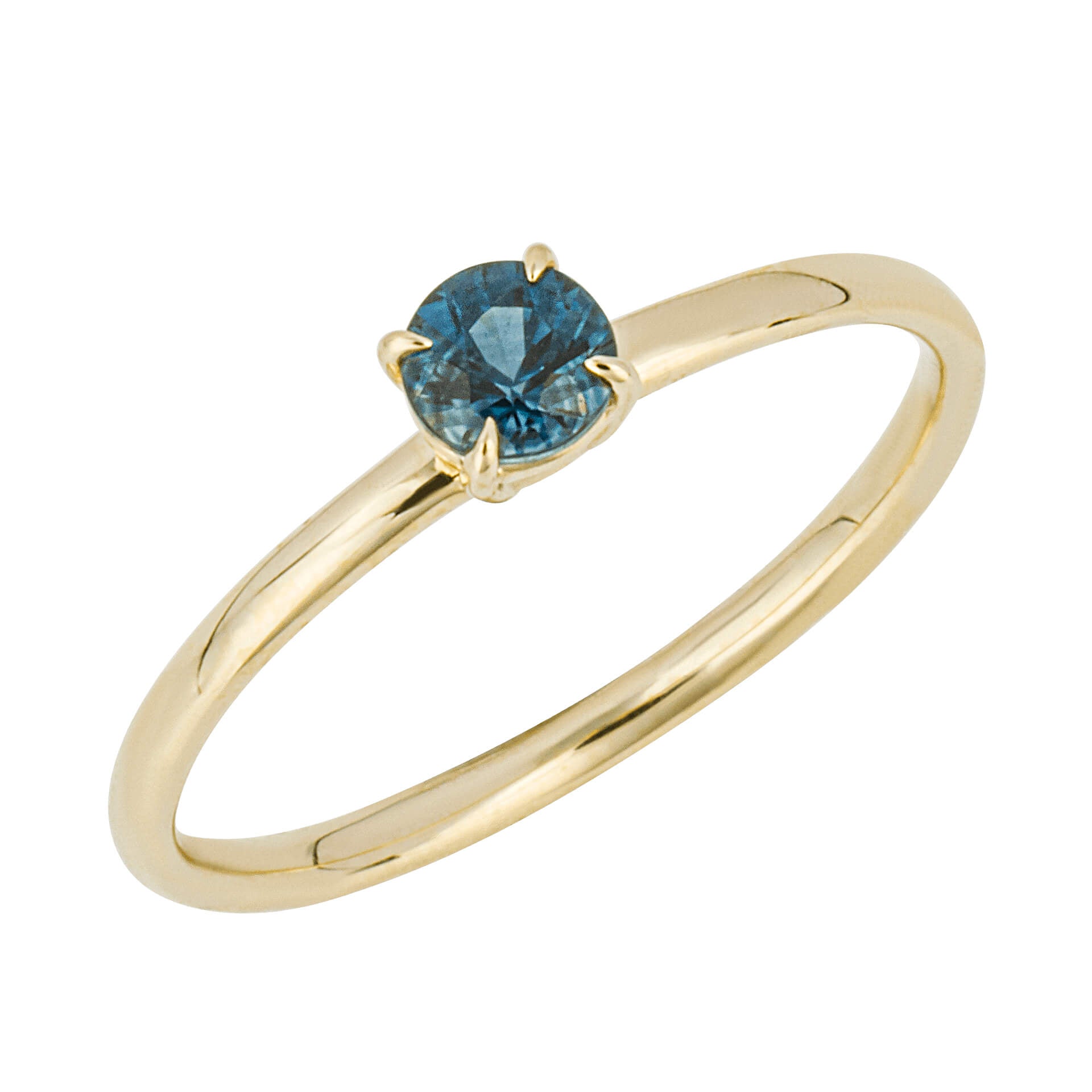 Round Teal Sapphire Ring