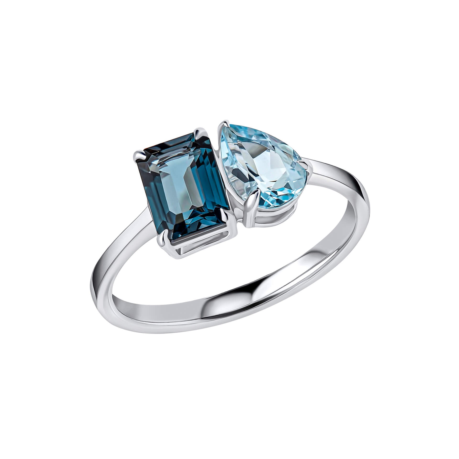 Toi et Moi Blue Topaz Ring