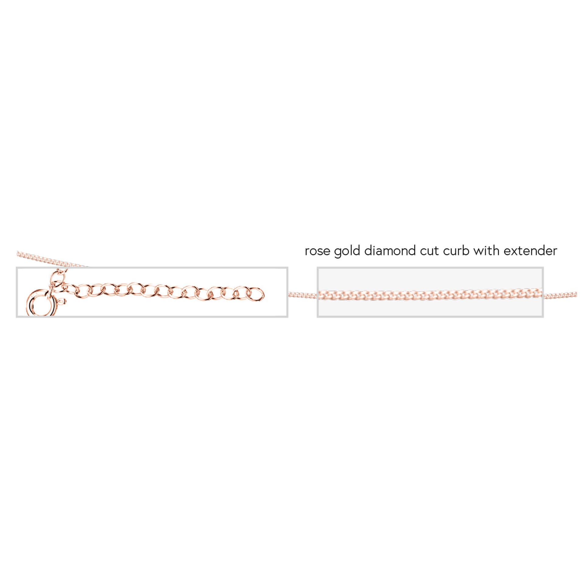 Diamond Cut Curb Chain with Extender