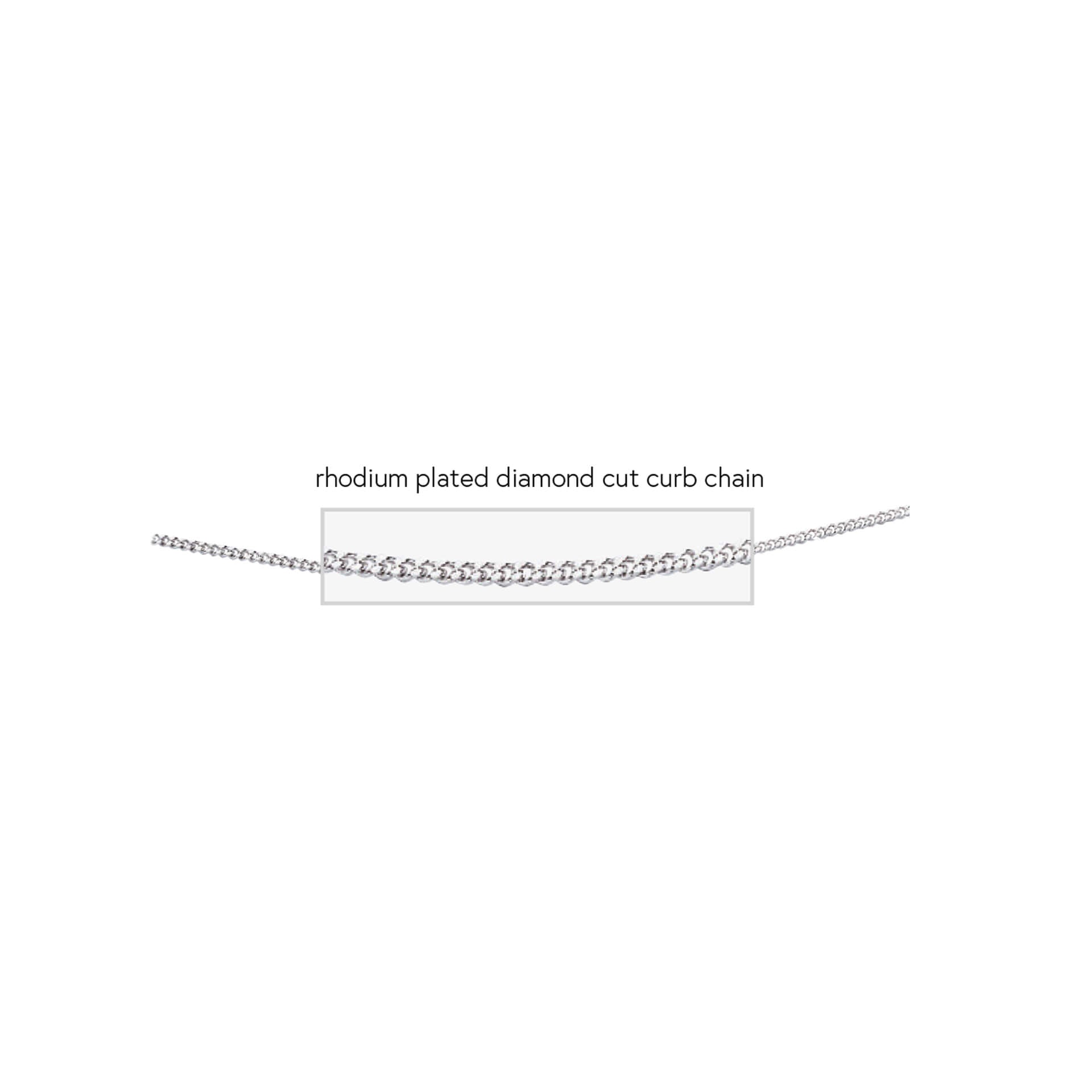 Rhodium Plated Diamond Cut Curb Chain 51cm