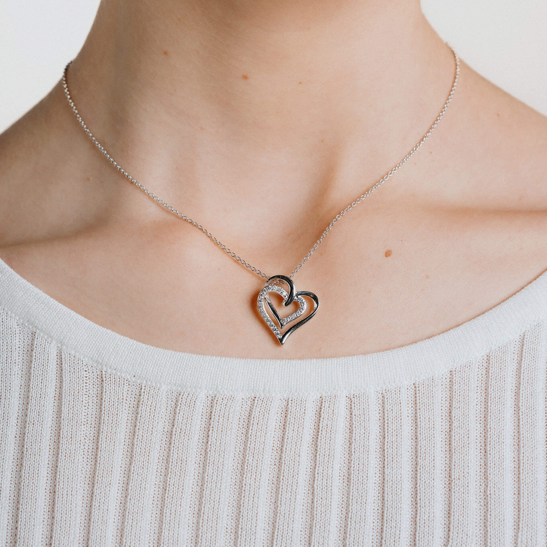 Overlaid Hearts Necklace