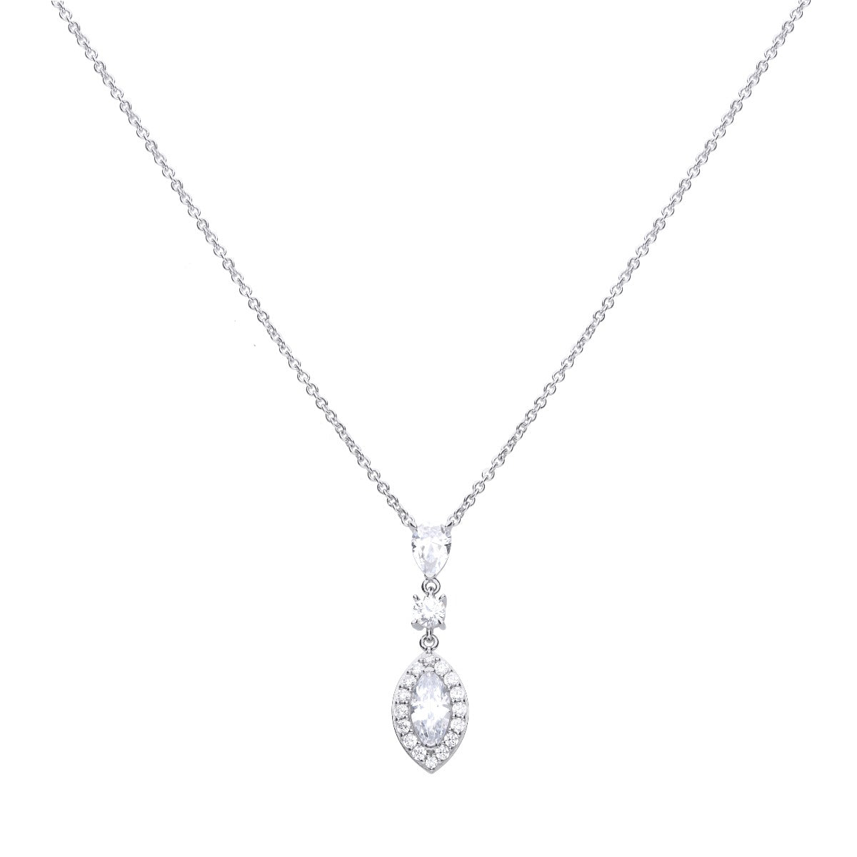 Marquise and Pave Zirconia Necklace