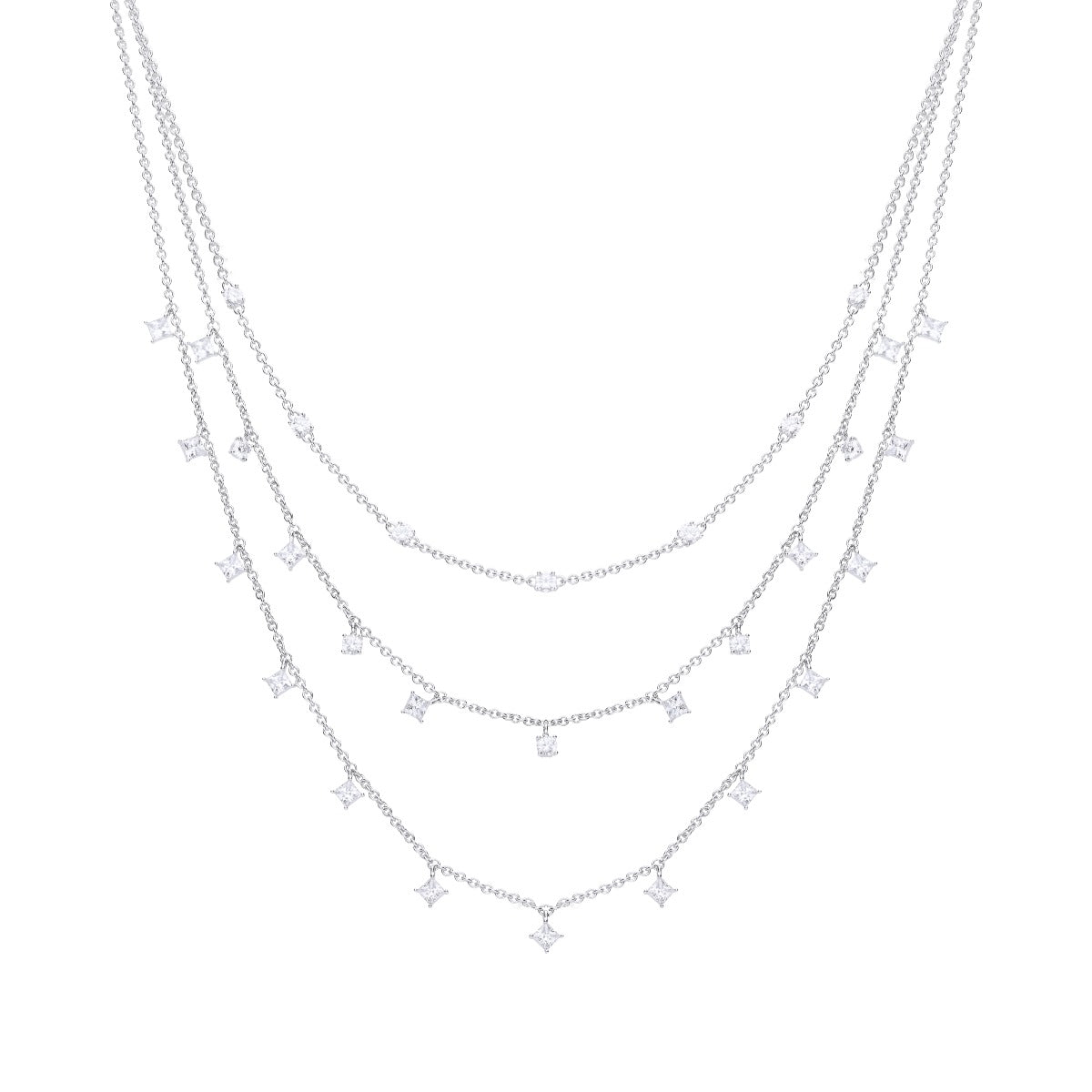 Triple Row Zirconia Necklace