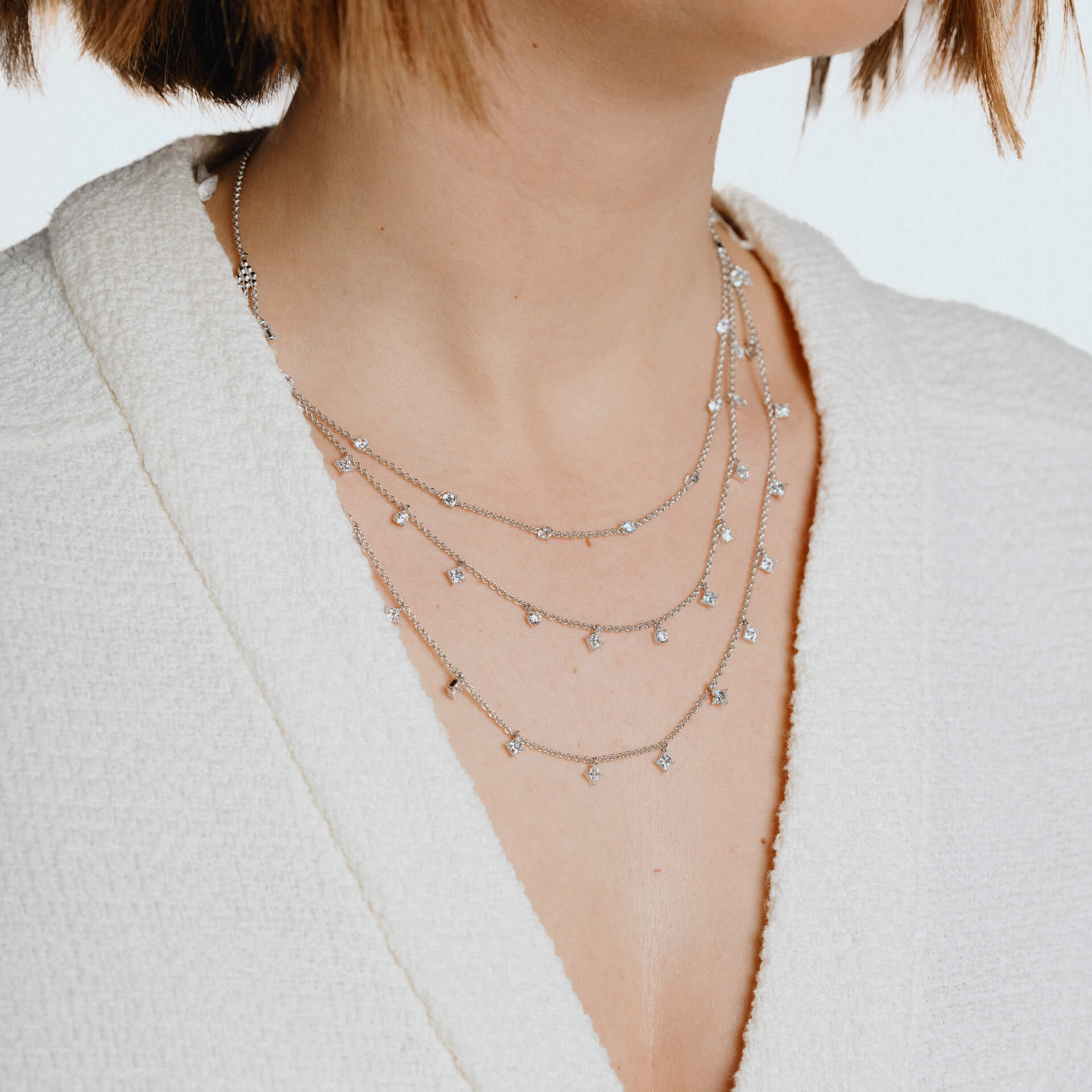 Triple Row Zirconia Necklace