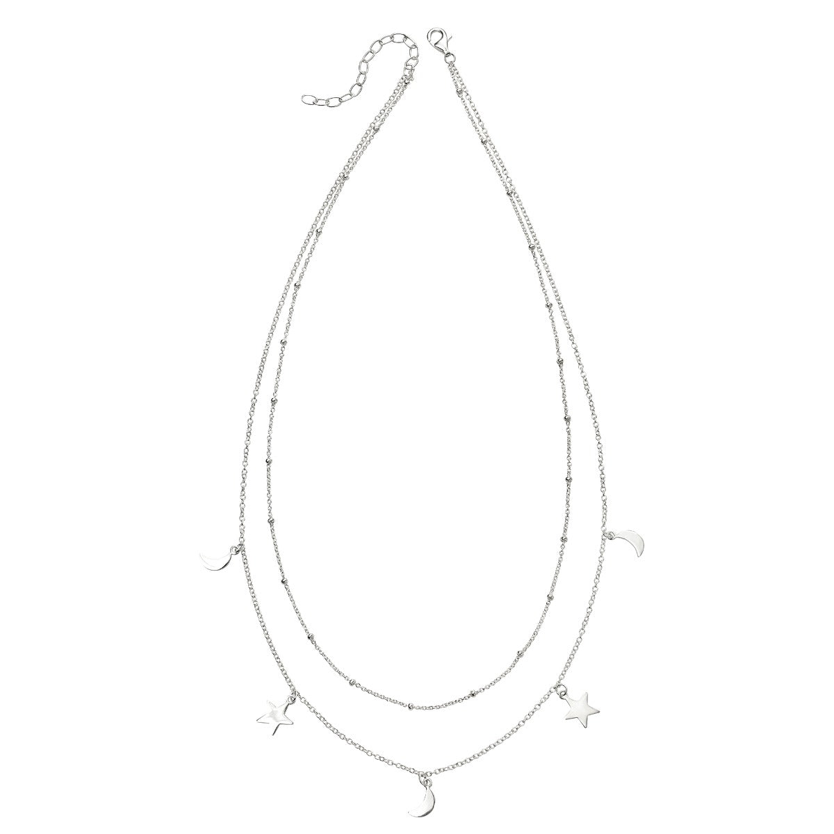 Star and Moon Double Row Necklace