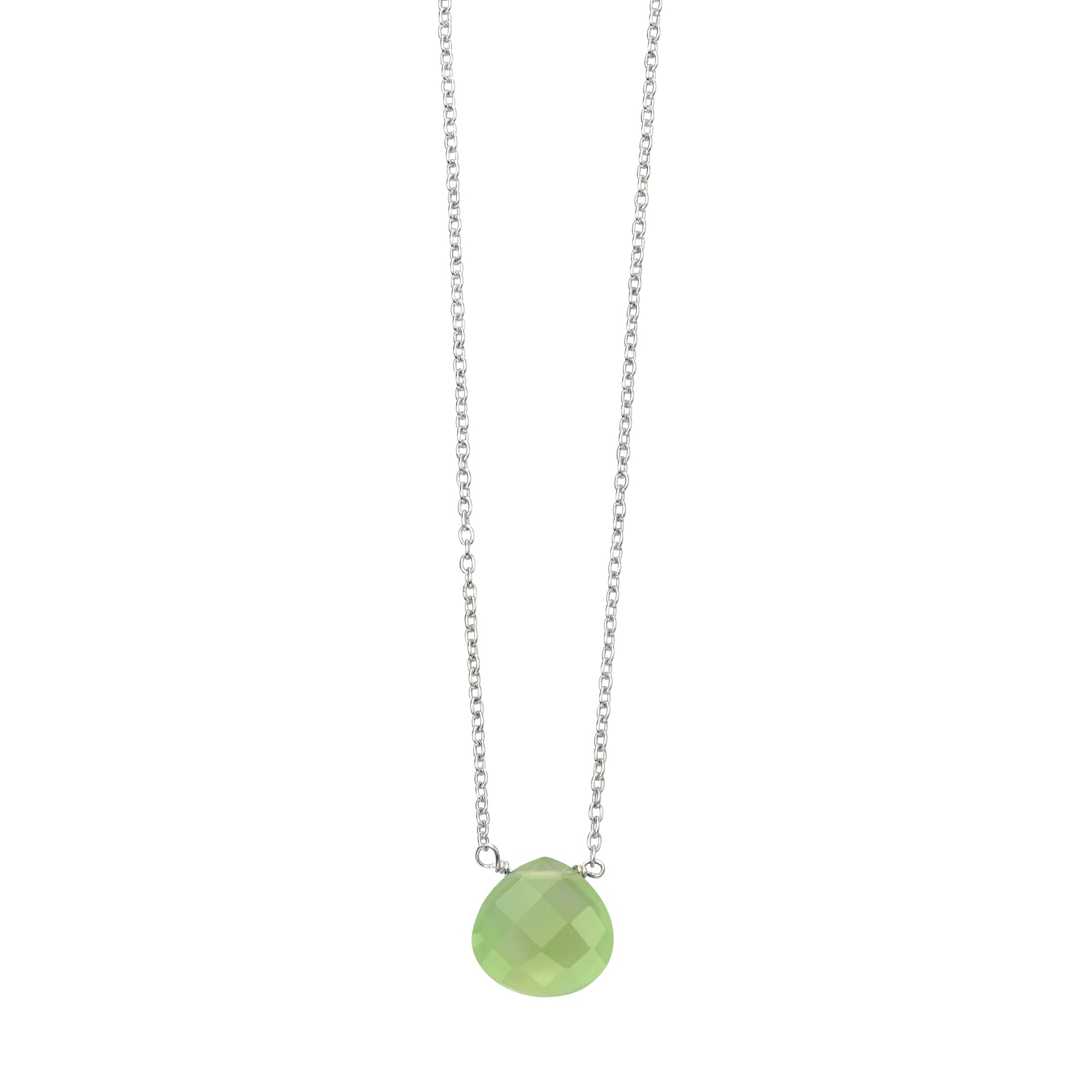Teardrop Green Chalcedony Necklace