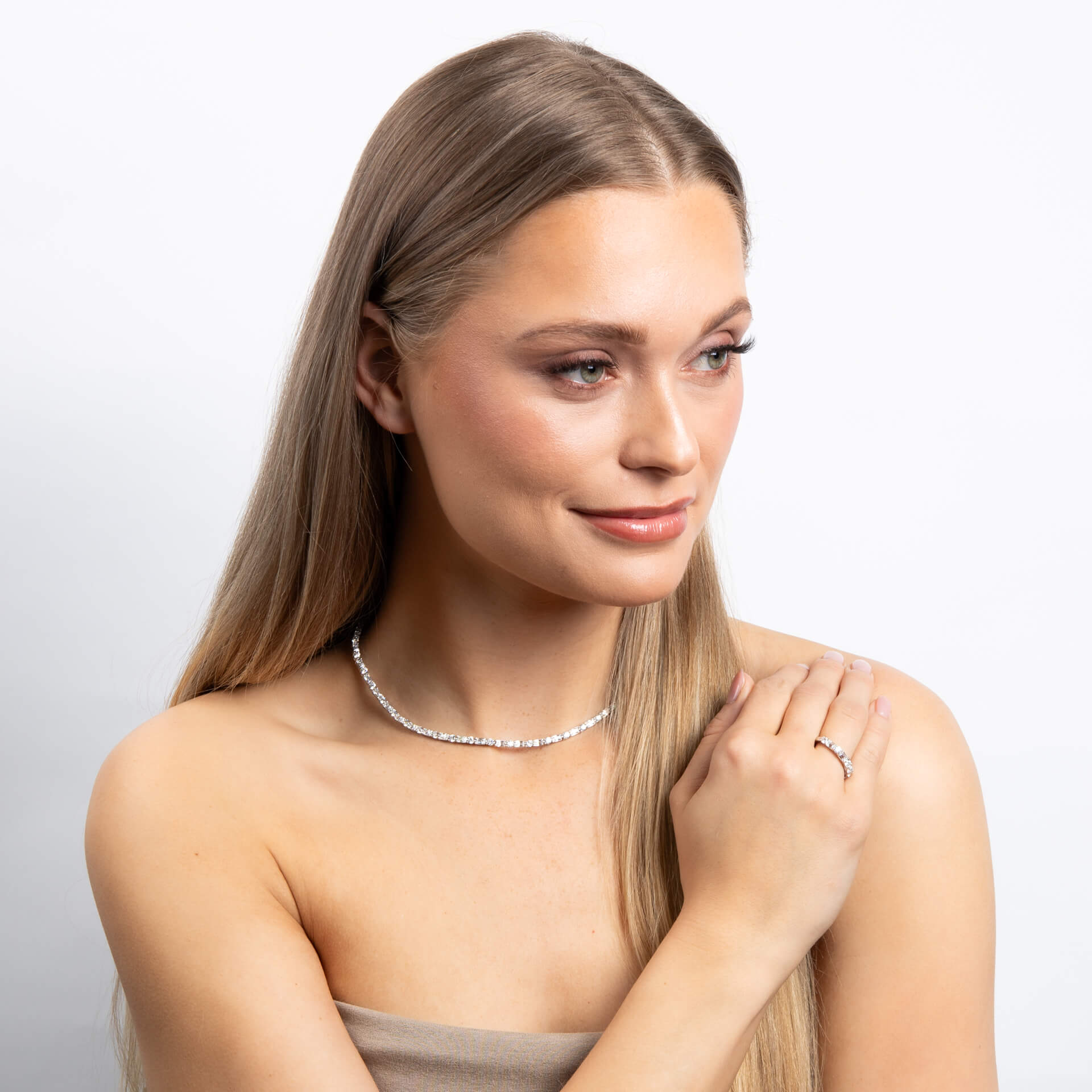 Baguette and Round Zirconia Necklace