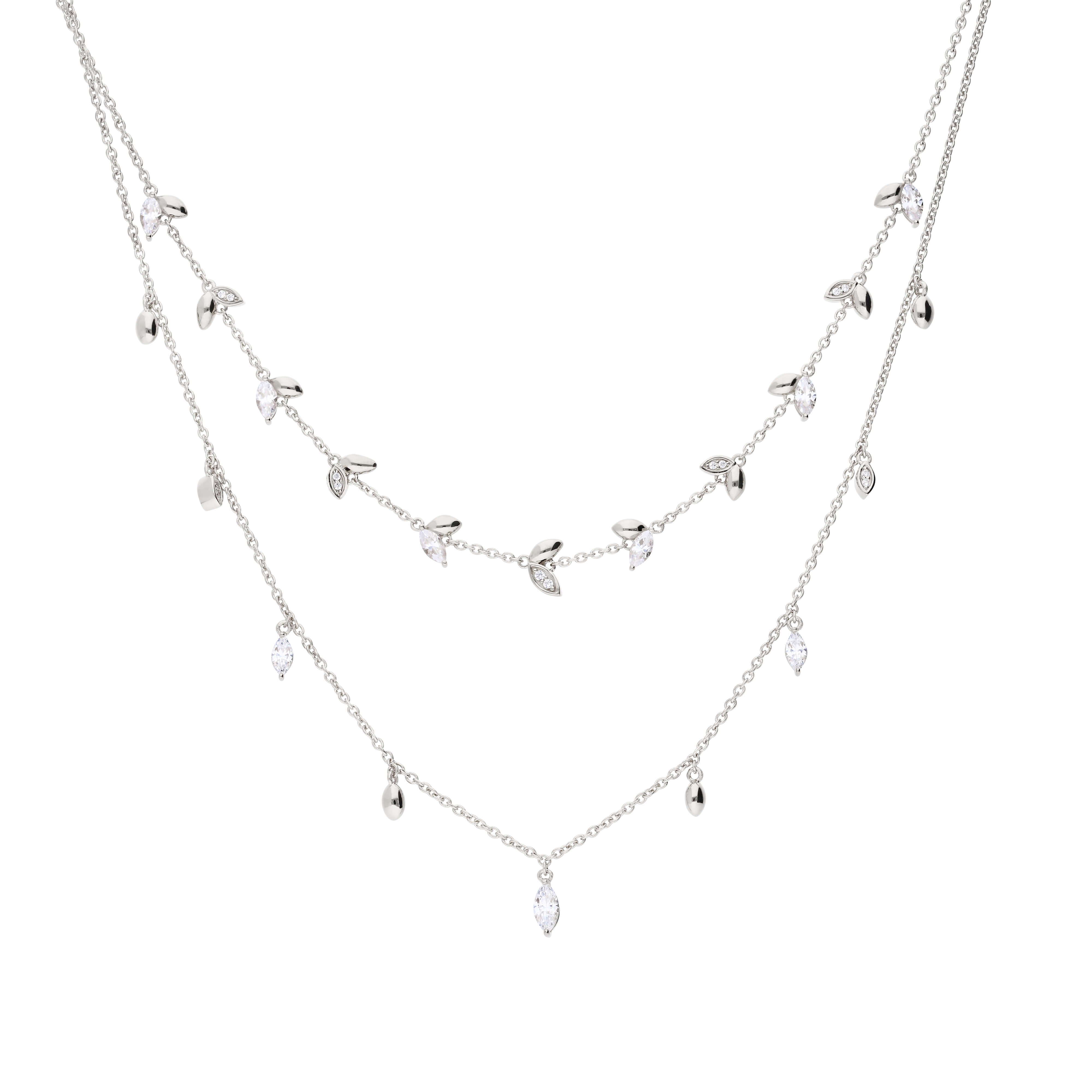 Marquise and Multi-Stone Detail Double Row Necklace