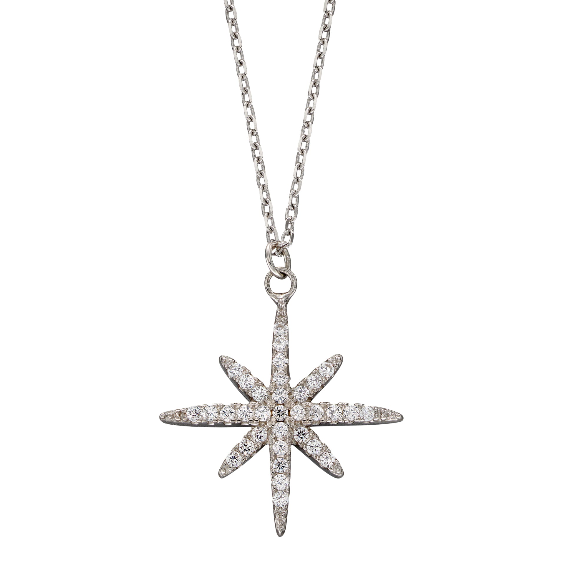 Pave Set Cubic Zirconia Starburst Necklace
