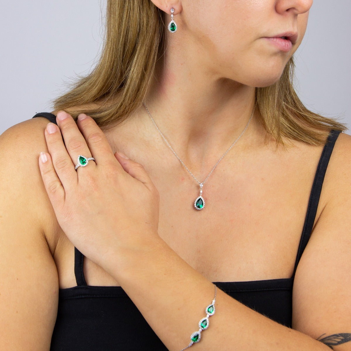 Teardrop and Pave Surround Earrings