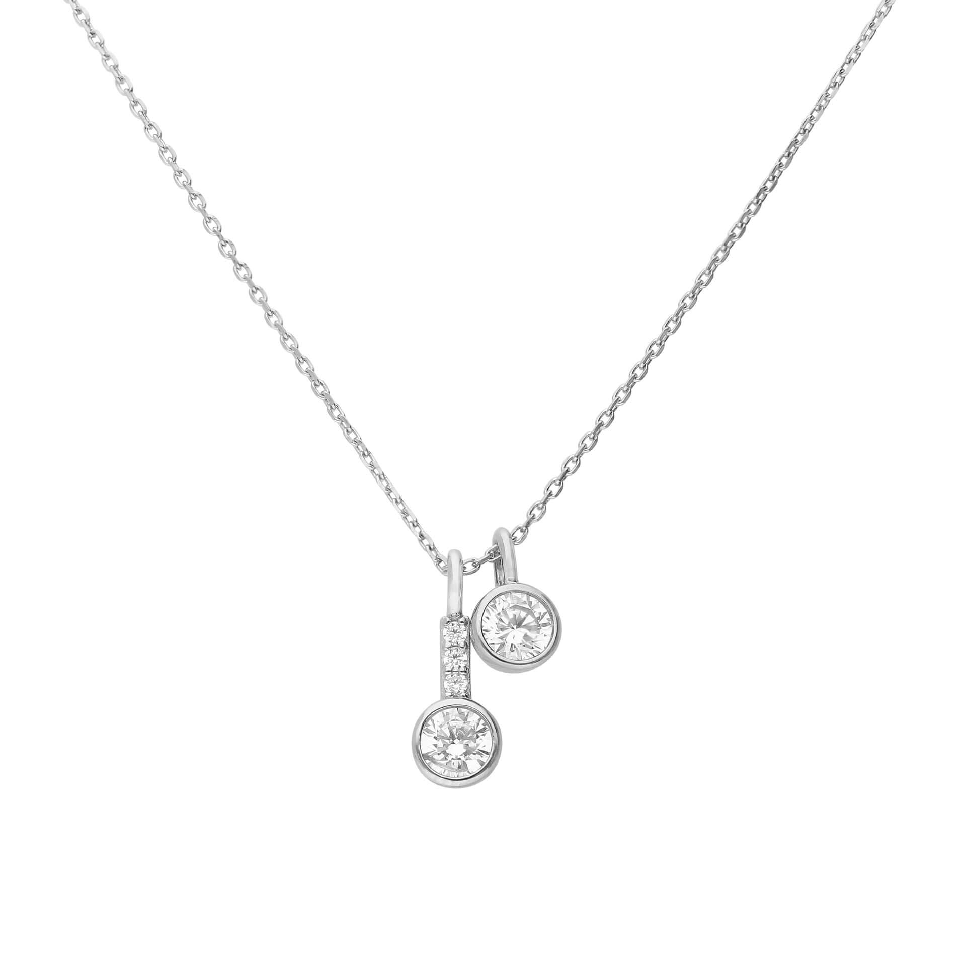 Double Zirconia Pendant Necklace